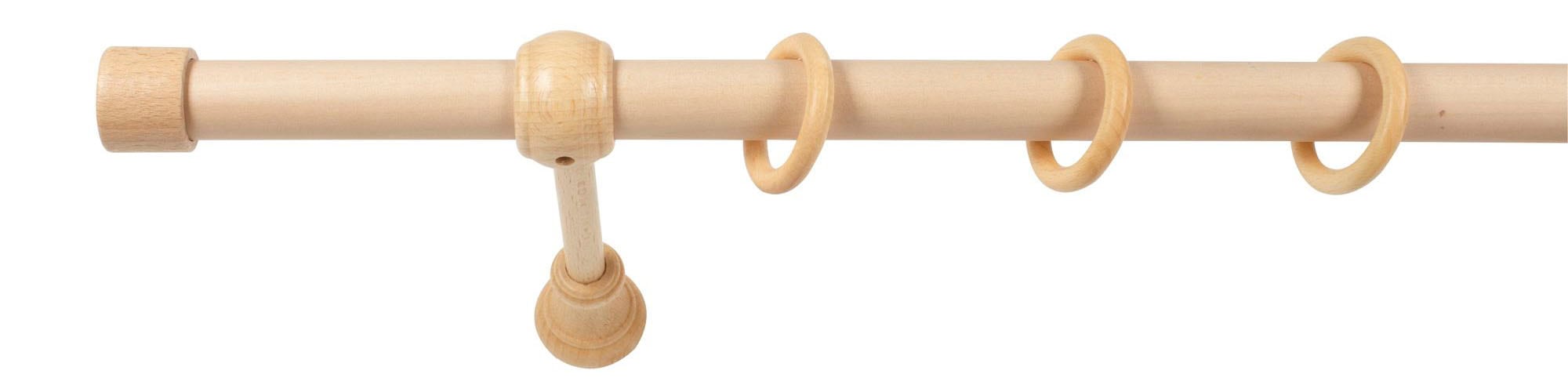 SN DECO GROUP Gardinenstange »Cafiro« 1 läufig-läufig Fixmaß 28 mm, Holz, verschiedene Längen und Farben, Komplettset