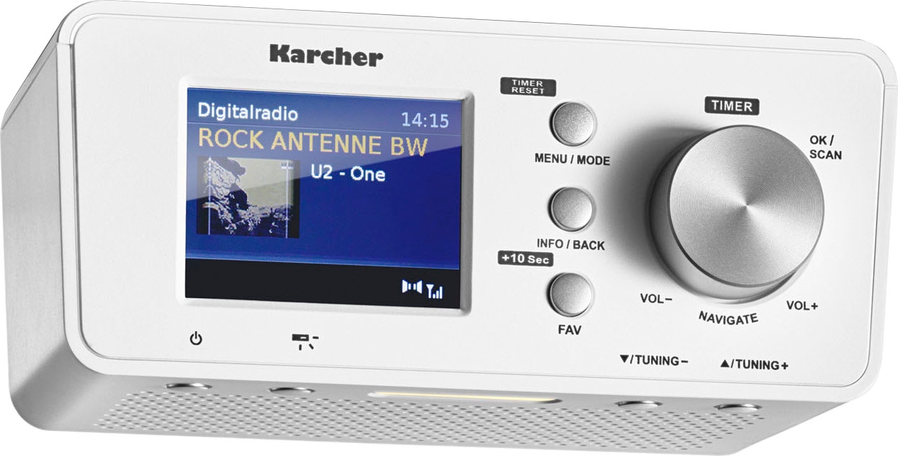 Karcher Digitalradio (DAB+) »RA 2035D«, (Bluetooth UKW mit RDS-Digitalradio (DAB+) 1,5 W), Bluetooth, Wecker, Farbdisplay, Timer, Wandmontage