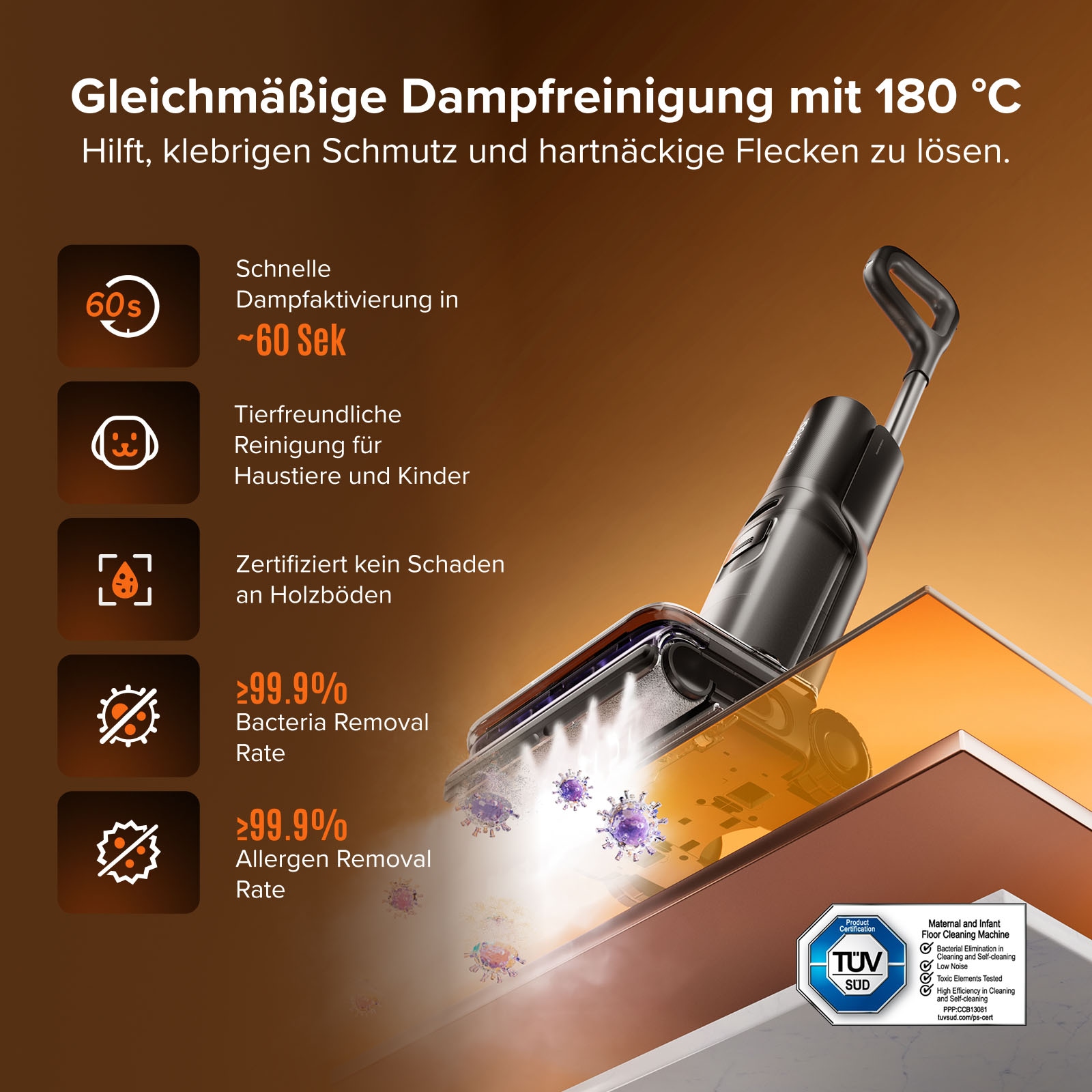 Roborock Nass-Trocken-Sauger »F25 Steam-Kit, 25.000 Pa Saugkraft, Dampfreiniger« vier Reinigungsmodi, Lay-Flat-Reinigung, Selbstreinigung und Trocknung