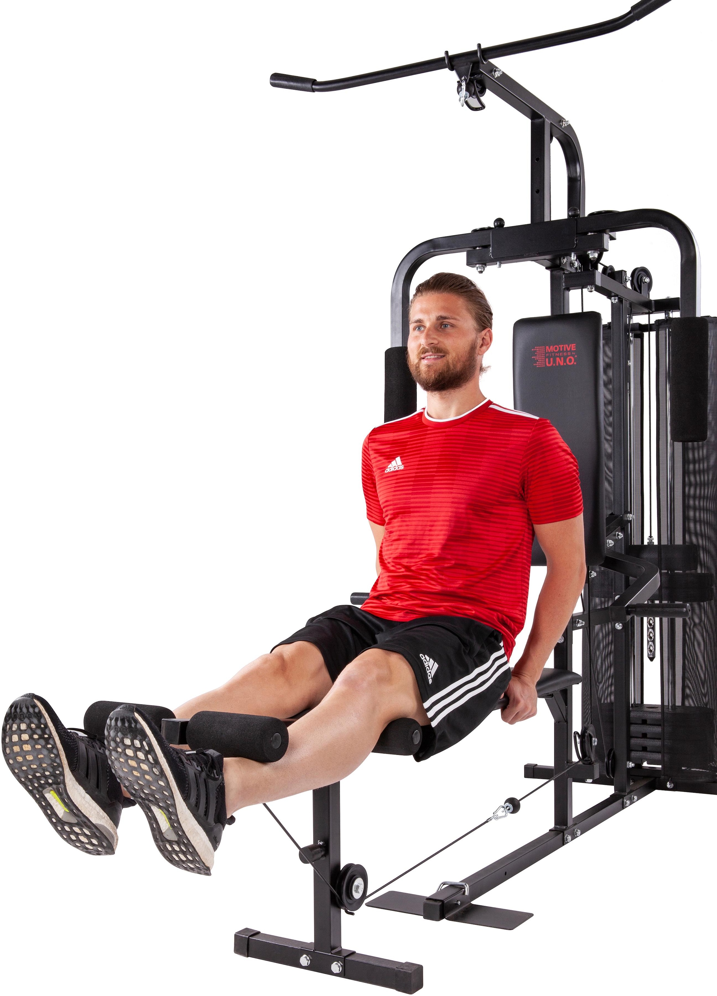 MOTIVE FITNESS by U.N.O. Kraftstation »Multi-Gym Hercules«, 7 Gewichtsblöcke, (Butterflystange, Ruderfunktion und mehr), multifunktionale Fitnessstation, max. Trainingsgewicht 37,5 kg