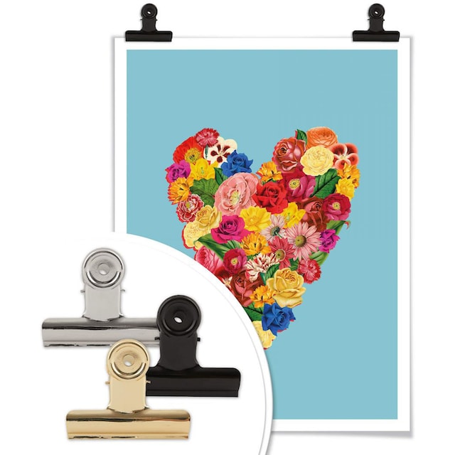 Wall-Art (1 St.) Herz, »Blumen auf Raten Herz«, Poster kaufen