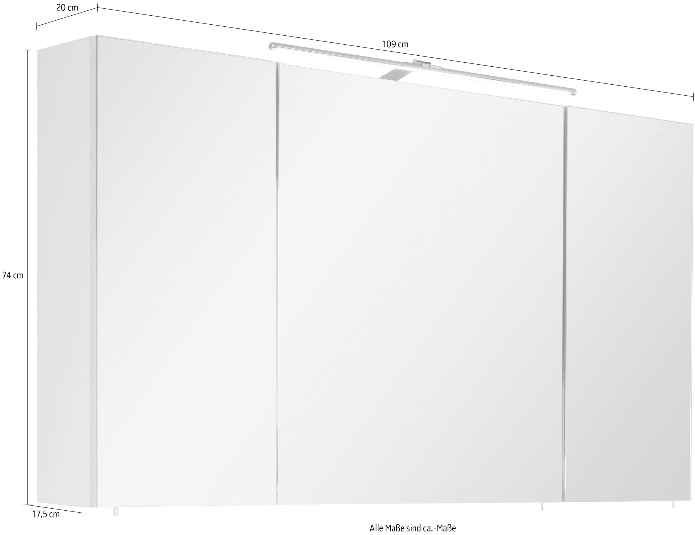 Garantie »Ava«, OPTIFIT LED mit Jahren mit XXL Beleuchtung 3 Spiegelschrank