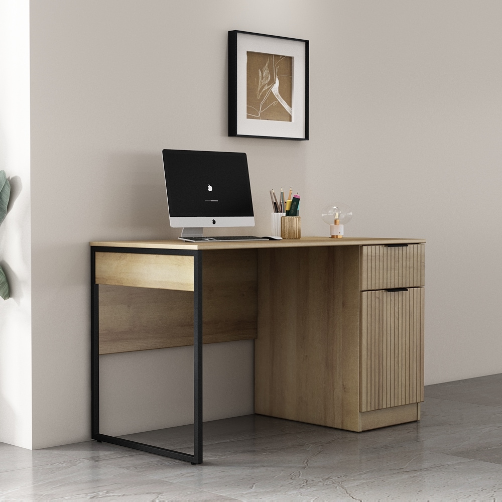OTTO home Schreibtisch »Aspea«, mit Schublade, ausreichend Stauraum, moderne Rillenoptik, B. 120 cm