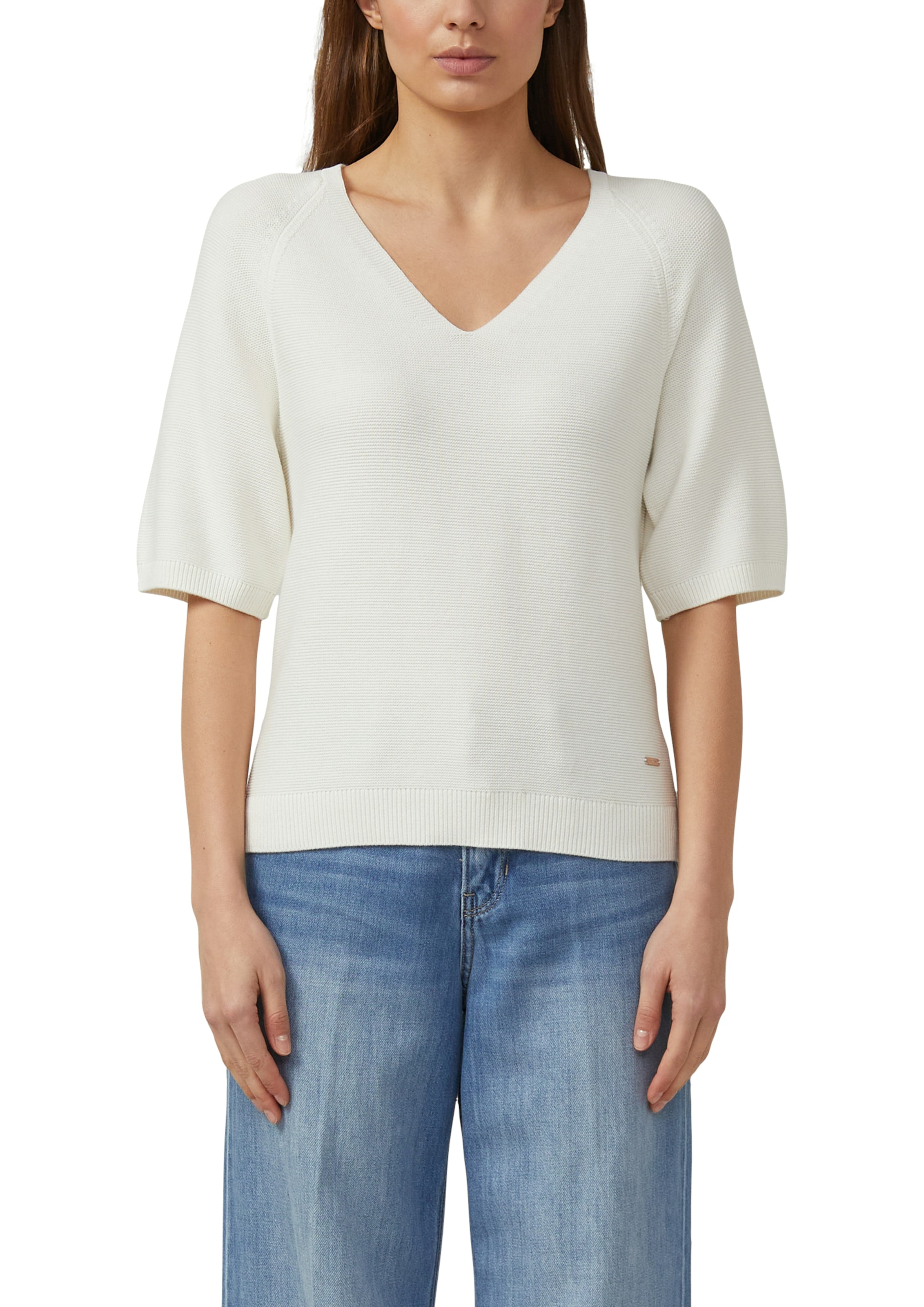 s.Oliver Strickpullover Kurzarm-Strickpullover mit V-Ausschnitt