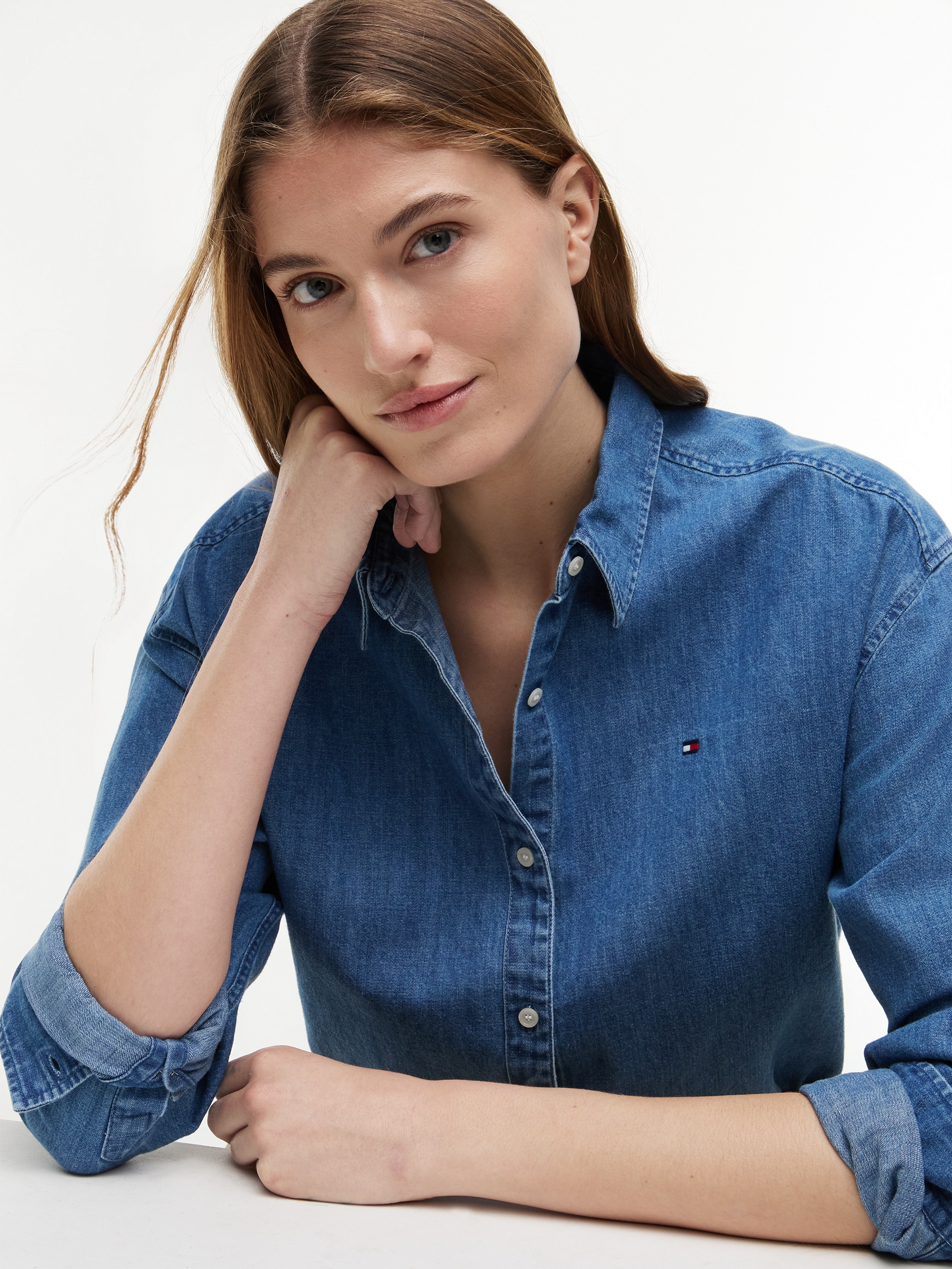 Tommy Hilfiger Jeansbluse »LIGHT DENIM BOXY SHIRT LS« Baumwolle