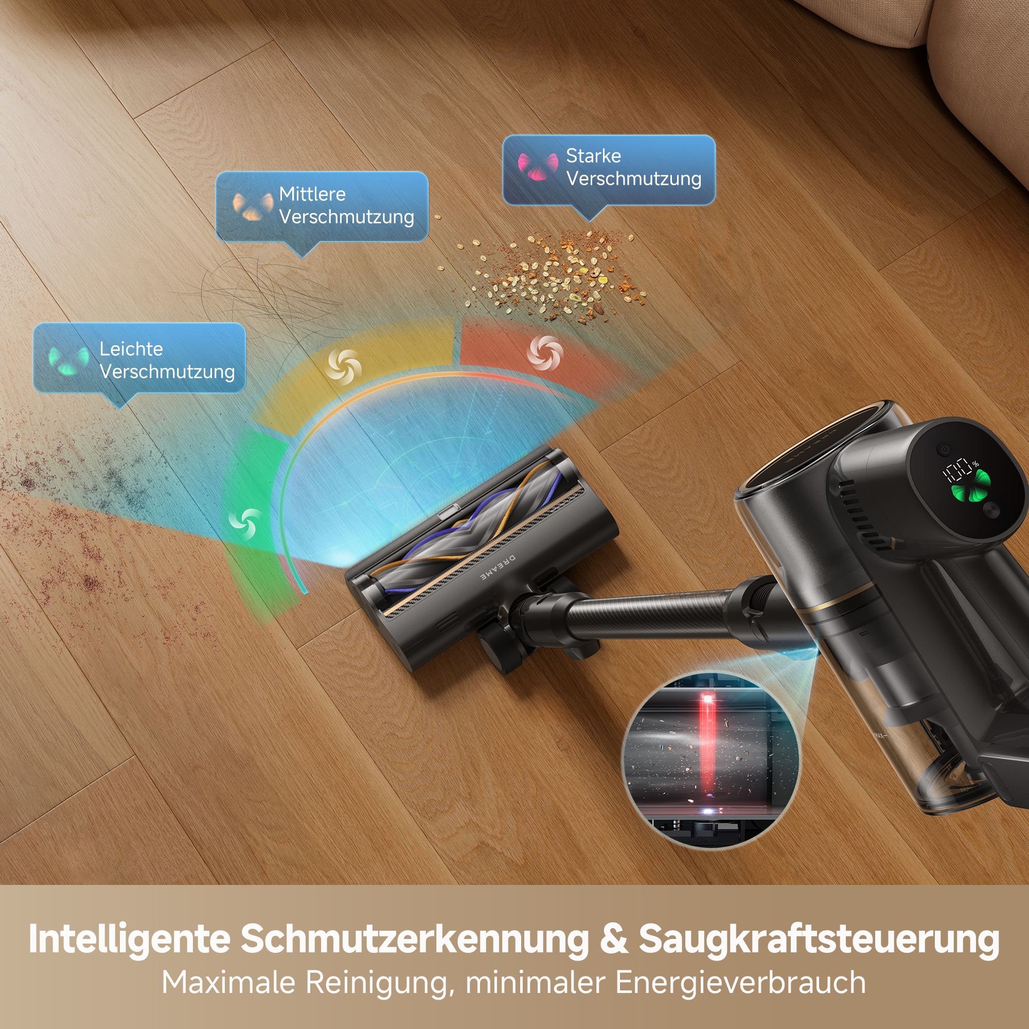 Dreame Akku-Hand-und Stielstaubsauger »R20 Pro« 26000 Pa, Anti-Haar, 99.9% Filter, LED, Flex 90°