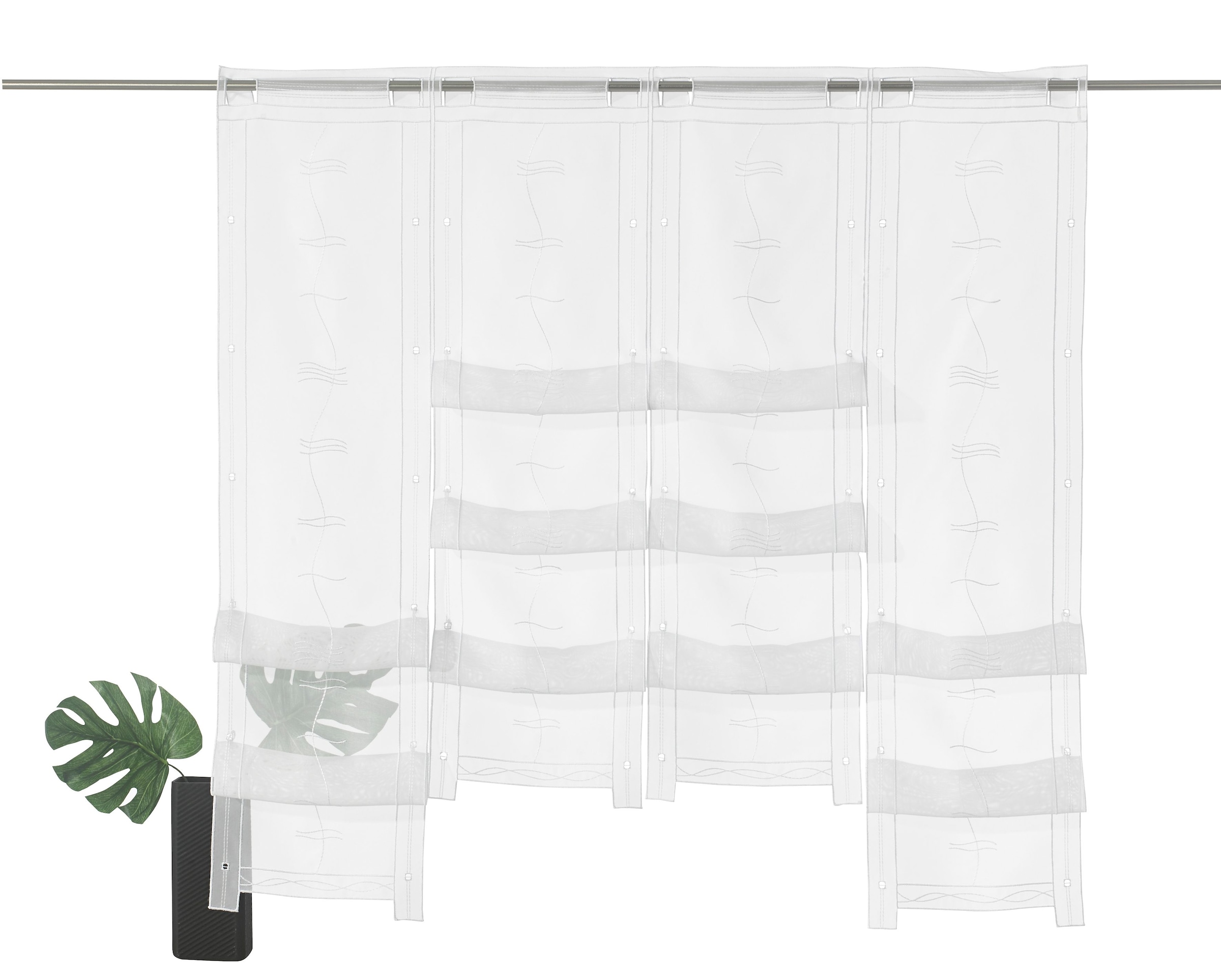 Stickerei, Raffung St.), (1 bestickt, online transparent, Hochraff, kaufen Scheibengardine »Selina«, Gardine, Weckbrodt Voile,