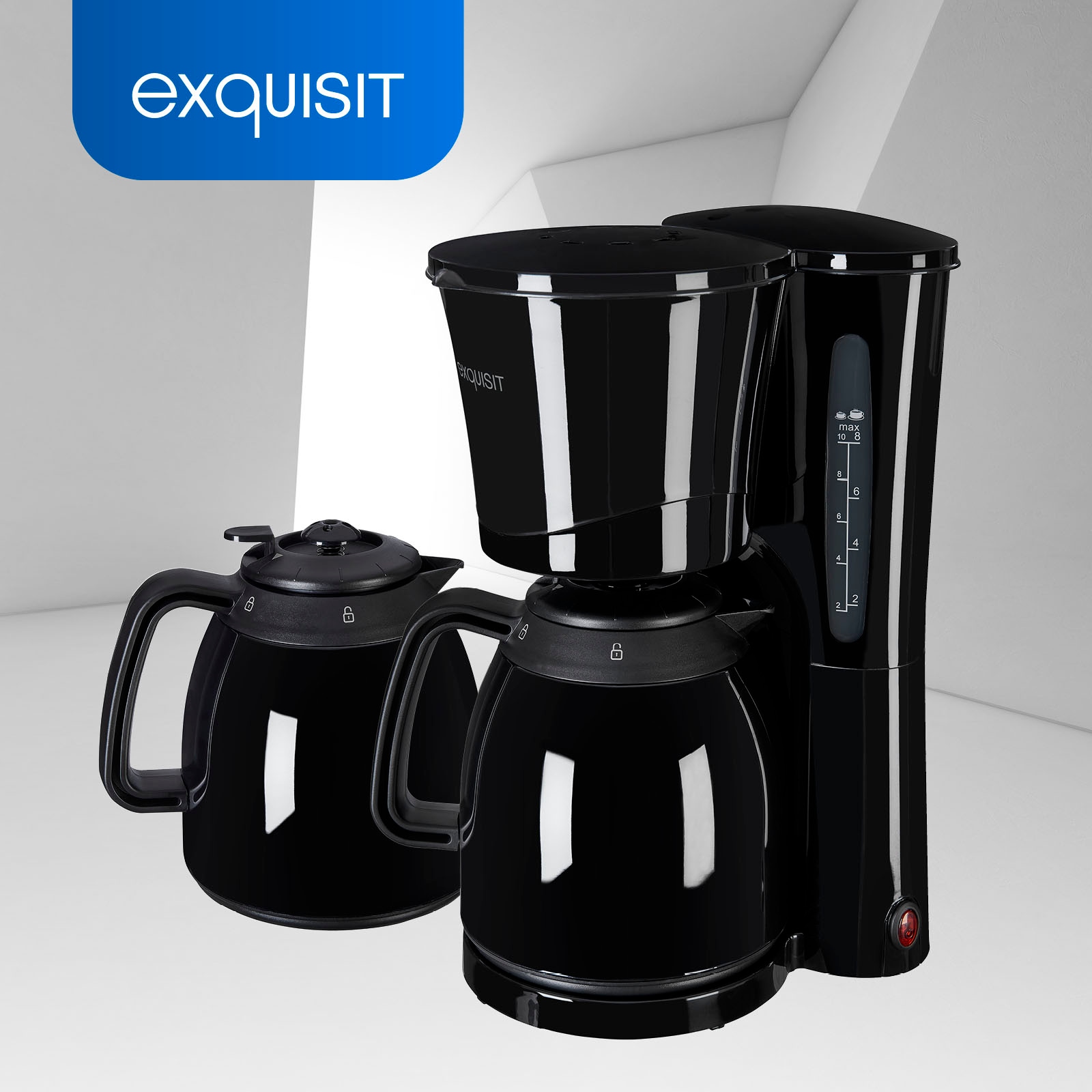 exquisit Garantie mit 2 1 Kaffeekanne, Jahren inkl. Papierfilter, Thermoskannen sw«, Filterkaffeemaschine 6502 1x4, l »KA 3 XXL