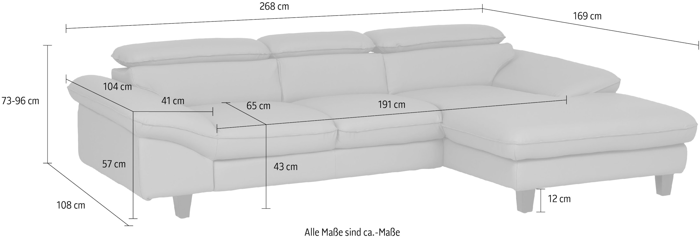 Home affaire Ecksofa »Pilot L-Form«, mit Kopfteilverstellung, optional Bettfunktion und Bettkasten