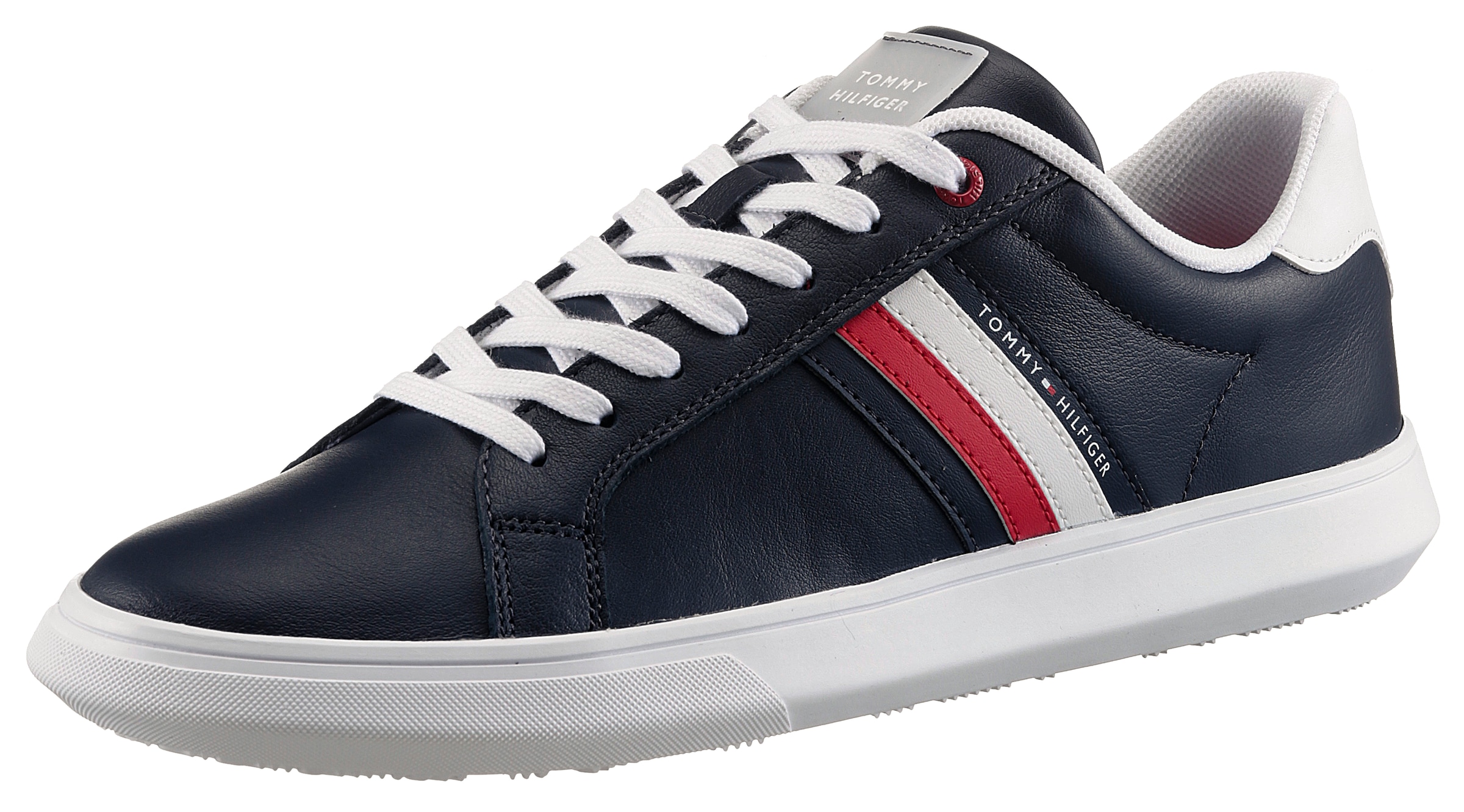 Tommy Hilfiger Sneaker »ESSENTIAL LEATHER CUPSOLE«, mit typischen Streifen, Freizeitschuh, Halbschuh, Schnürschuh