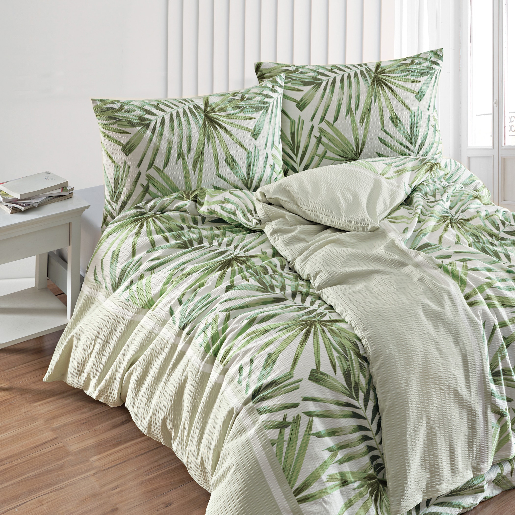 Florella Bettwäsche »»Selka salbei« Soft-Touch Seersucker,  50% Baumwolle, 50% Viskose«