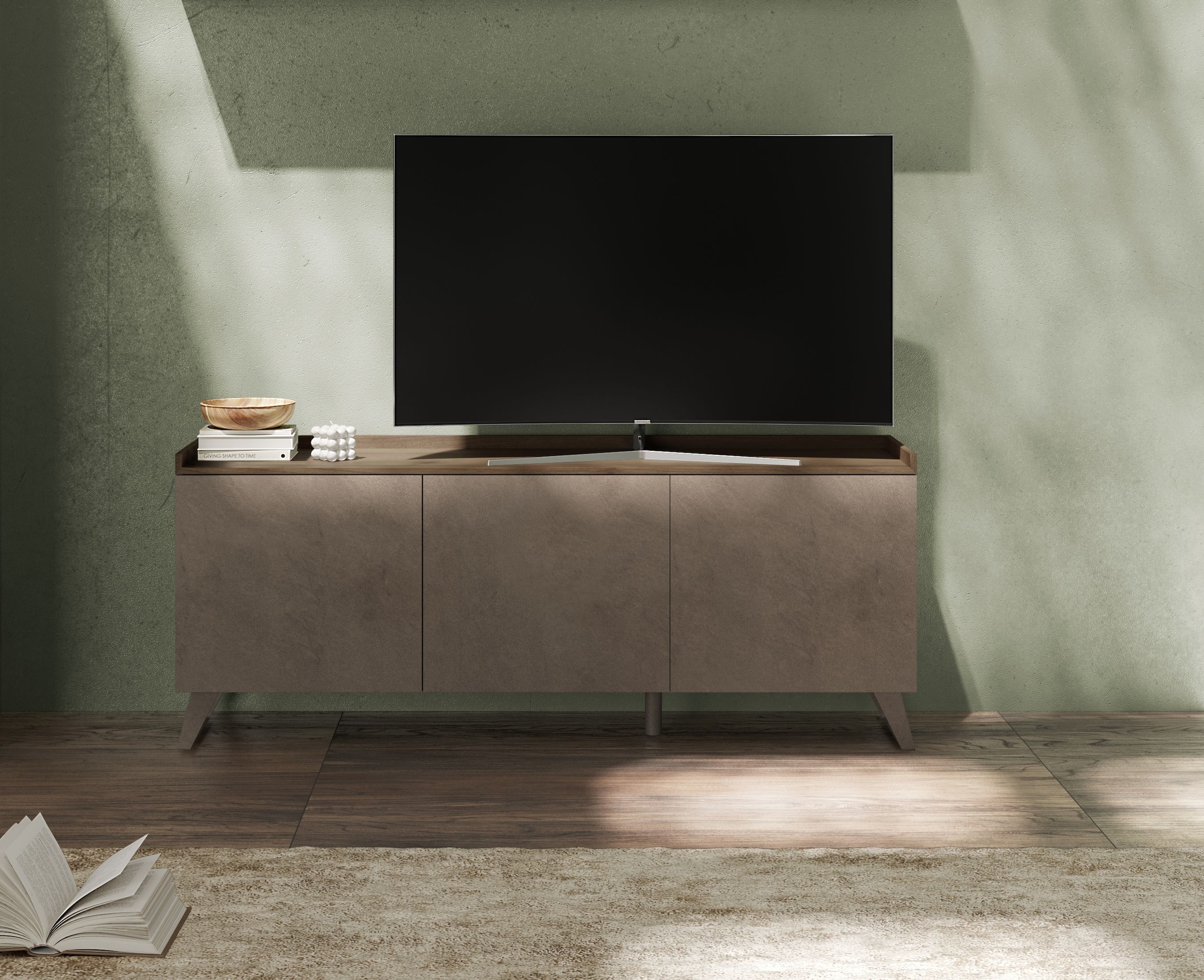 Home affaire Lowboard »Tray, Breite 181 cm, TV-Bank mit 3 Türen« Top "Tablet", Push-to-open Funktion