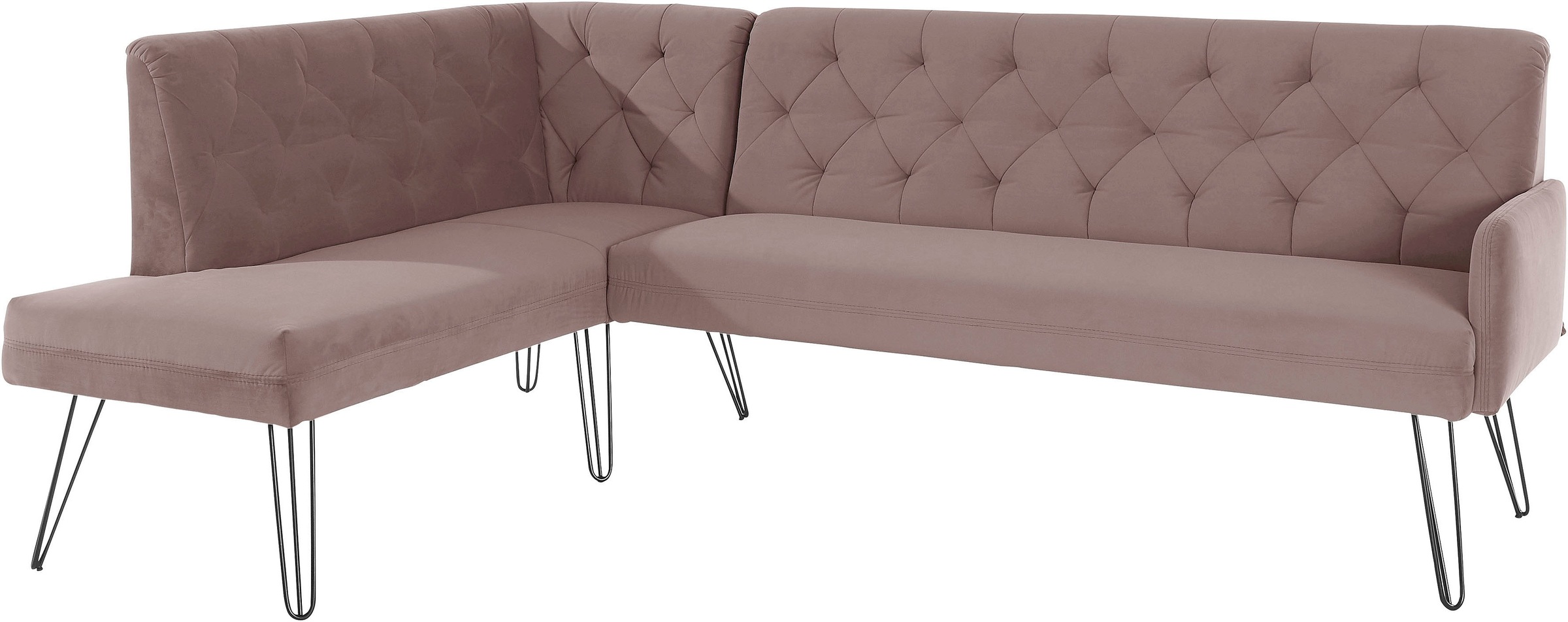 exxpo - sofa fashion Eckbank »Doppio, Chesterfield Optik, komfortabel und bequem, hohe Designfüße«, Frei im Raum stellbar