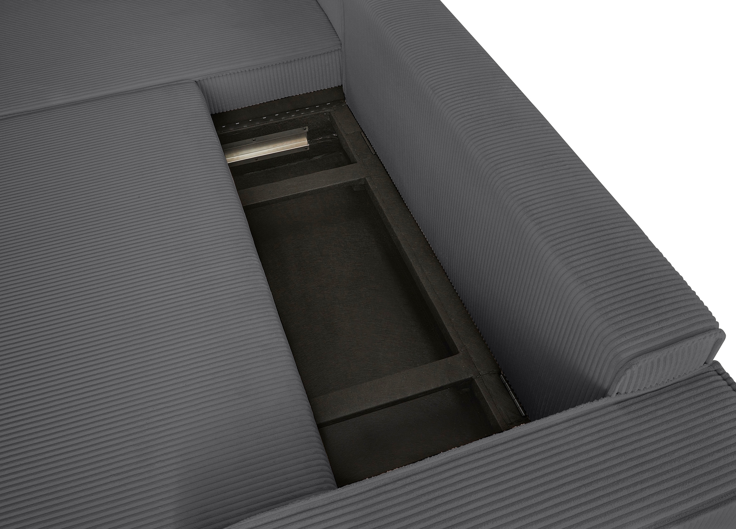 OTTO home Ecksofa »CASSI, 241cm, L-Form, Schlafsofa, Dauerschläfer, Boxspringfederung« Schlaffunktion (133/200) ,Bettkasten, Recamiere links/rechts, Cord