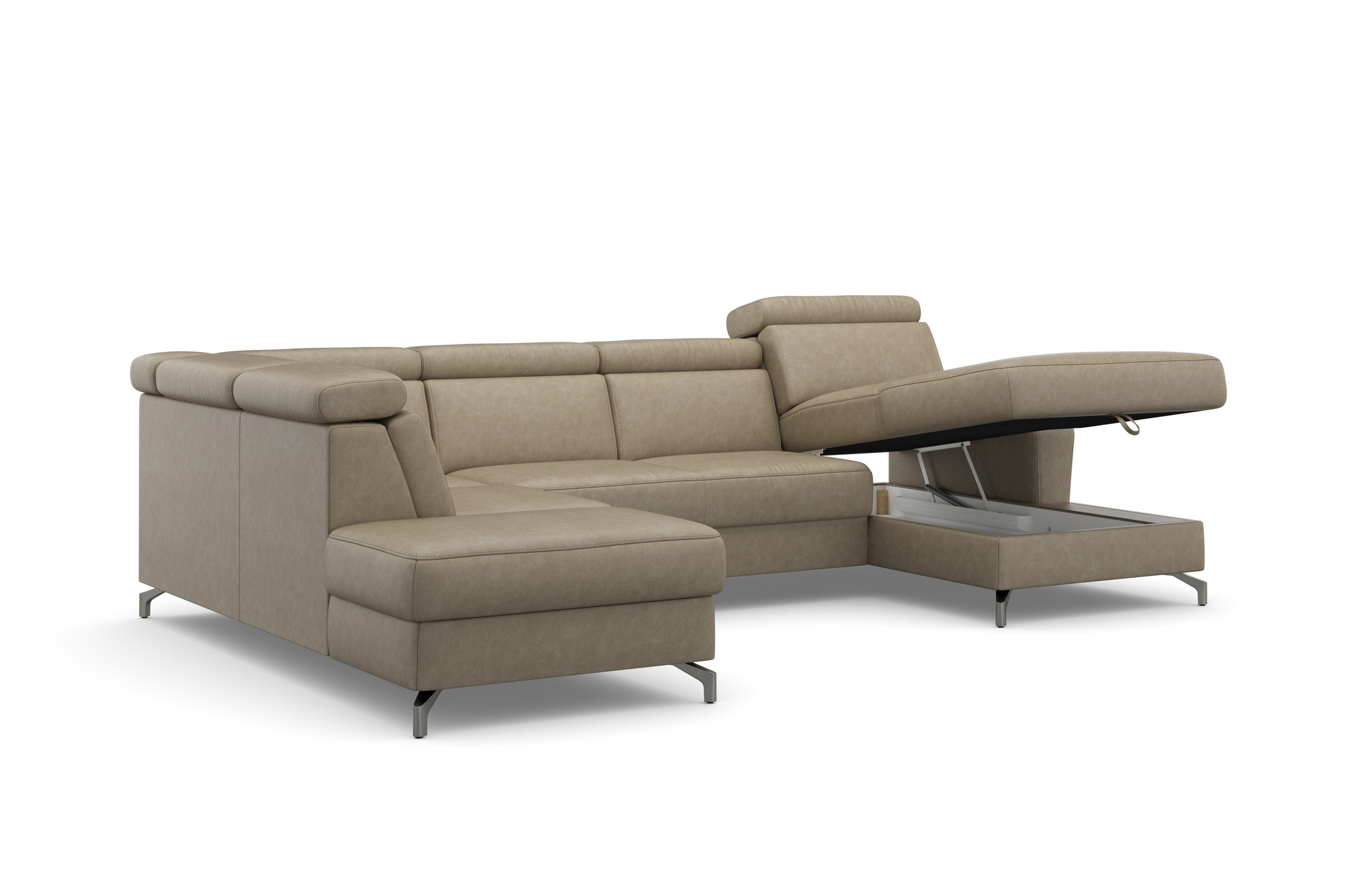 sit&more Wohnlandschaft »Scarlett U-Form«, inklusive Kopfteilverstellung, wahlweise mit Bettfunktion, Bettkasten
