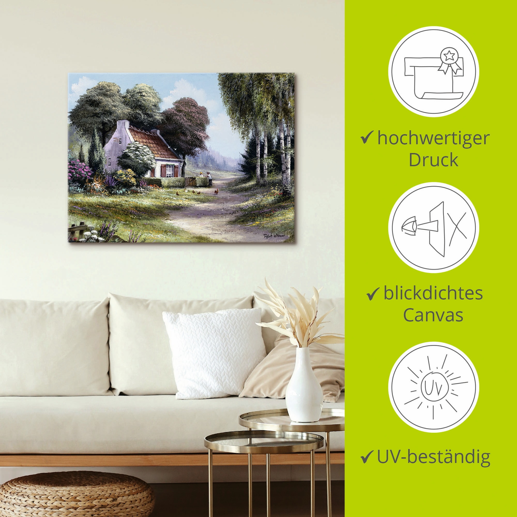 Artland Leinwandbild »Männer, die die Hecke schneiden« Garten 1 Stk. tlg. auf Holzrahmen gespannt