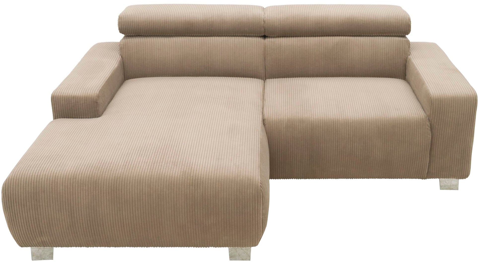 DOMO collection Ecksofa »100030 inkl. Kopfteilverstellung, guter Sitzkomfort, Cordbezug, L-Form«, mit komfortabler Wellenunterfederung, ideal für kleine Räume