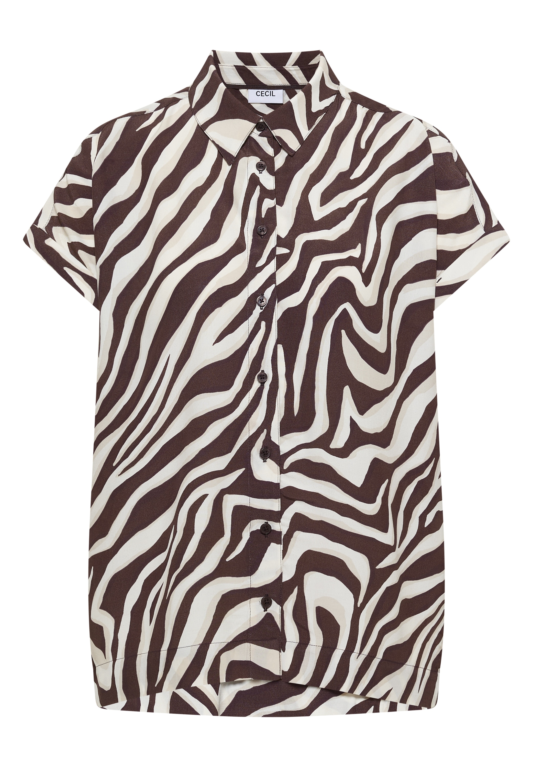 Cecil Hemdbluse Sommerbluse, Turn-up-Detail , Knopfleiste, Viskose