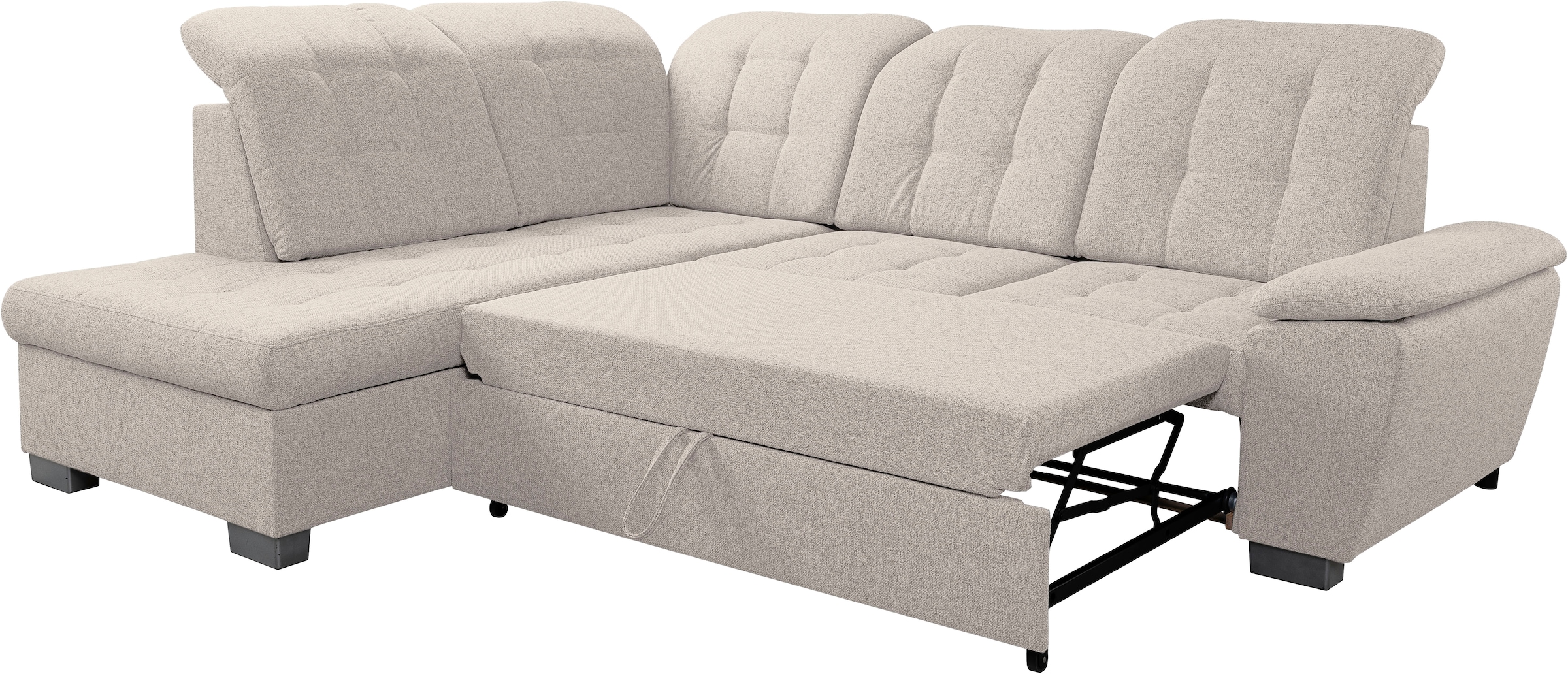 WERK2 Ecksofa »Bonny inkl. Kopfteilverstellung, Bettfunktion, Stauraum, Breite 265cm« Komfortwunder mit Schlaffunktion, verstellbarem Kopfteil & Stauraum.