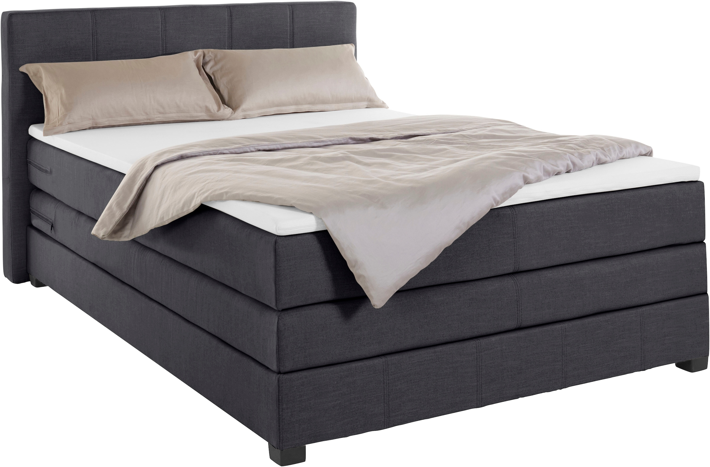 Boxspringbett »Peetu«, Taschenfederkern-Matratze, in 4 Breiten und 4 Farben, incl. Topper