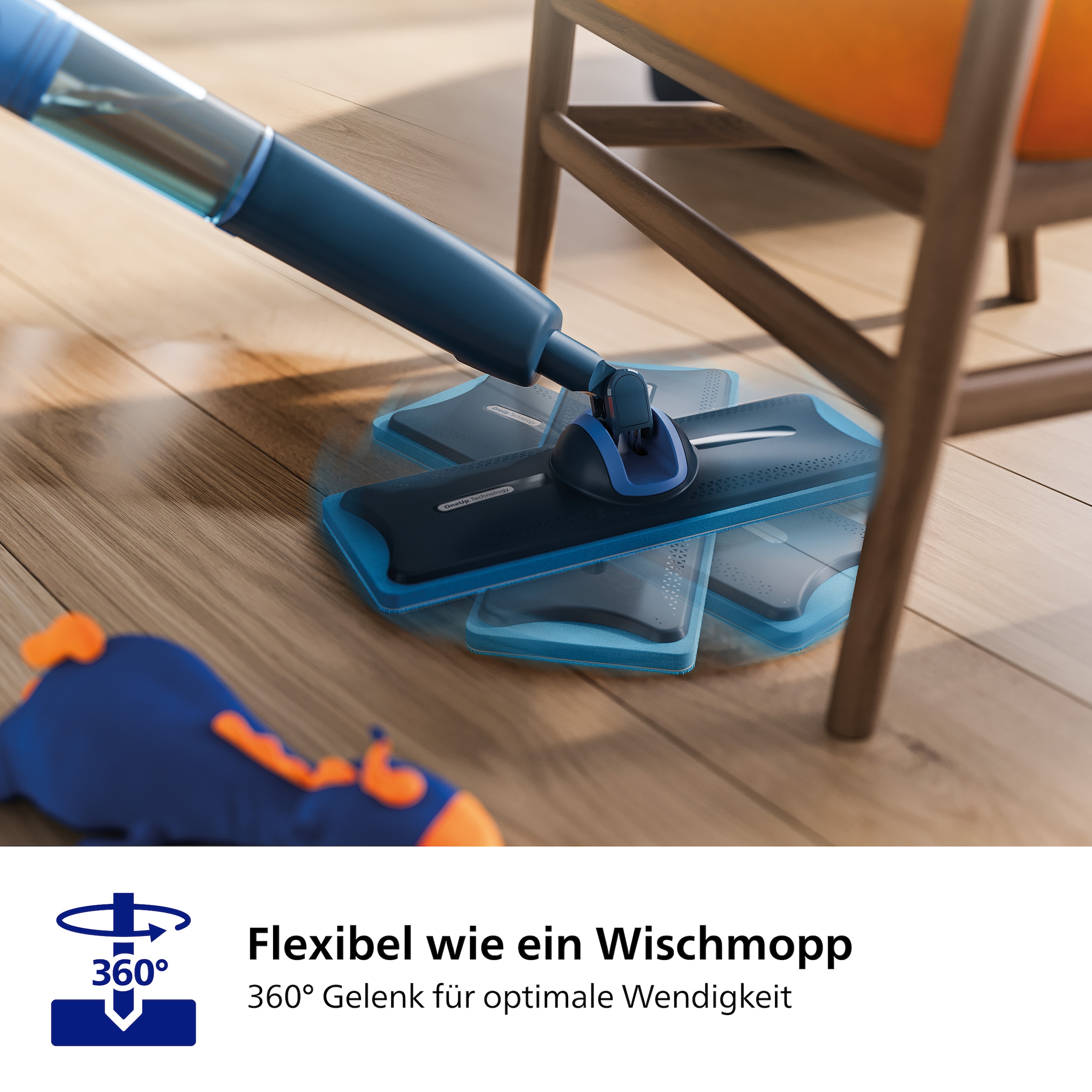 Philips Akku-Wischmopp »OneUp elektrischer Wischer 5000 Series XV5113/01«, 70 min Akku-Laufzeit, inkl. 1 Pad und 40 ml Reiniger