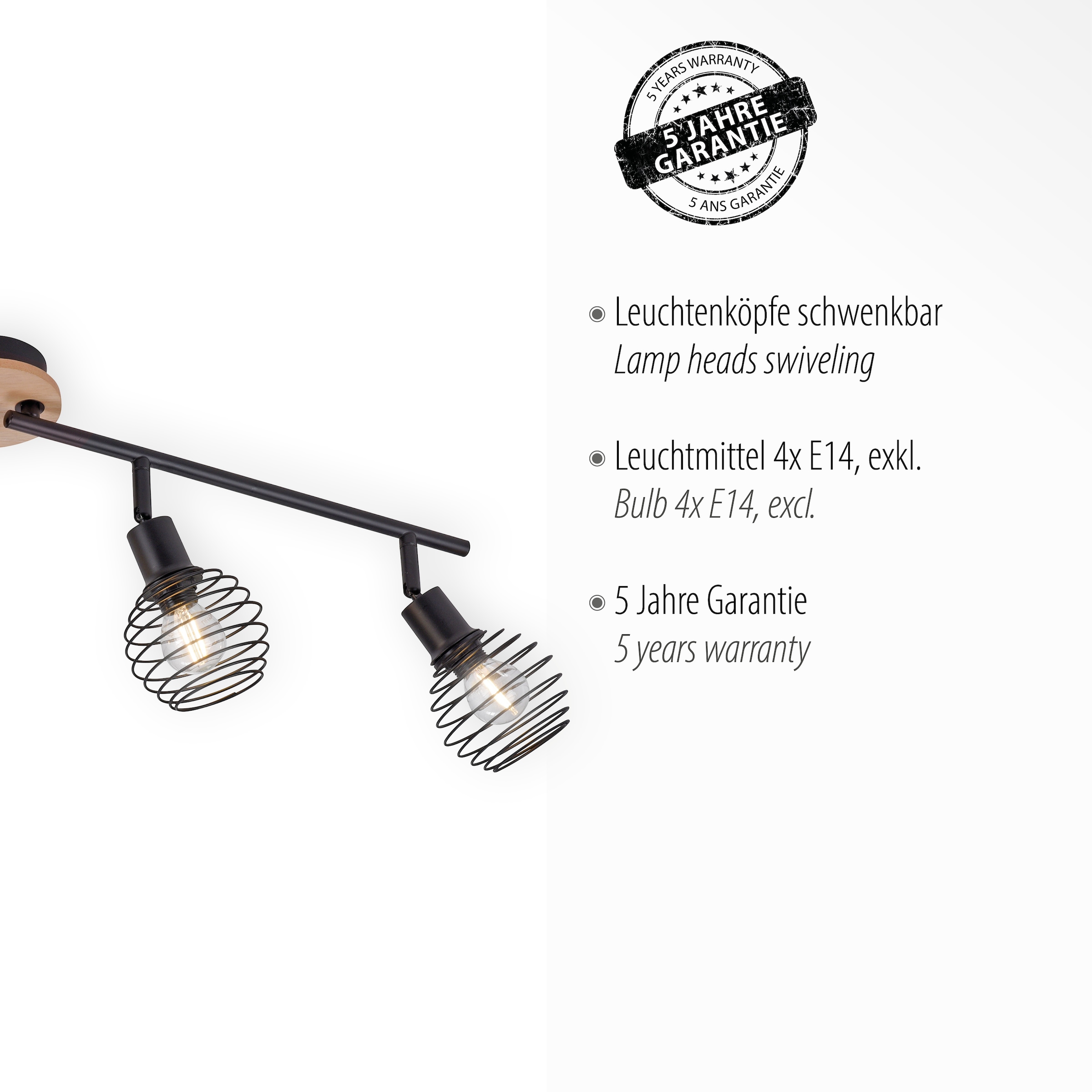 JUST LIGHT Deckenleuchte »EUGEN« E14 1 Stk. ExklusiveE14