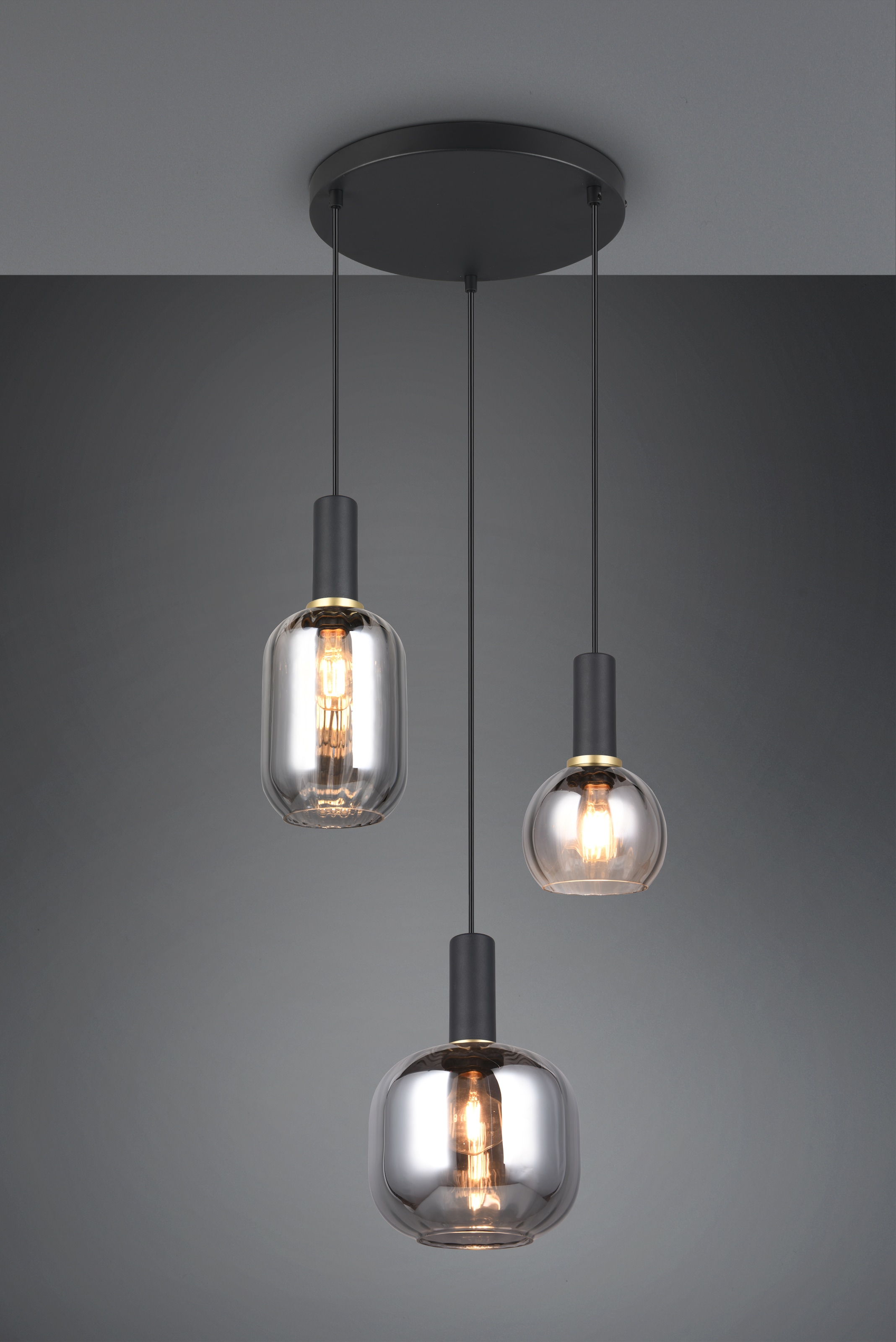 TRIO Leuchten Pendelleuchte »DIVA, E27 Hängelampe 3-flammig mit Glasschirm, exkl 3xE27 max 10W« E27 1 Stk. warmweiß - kaltweiß höhenverstellbar bis max 150cm Hängeleuchte Ø 30 cm Wohnzimmer Küche