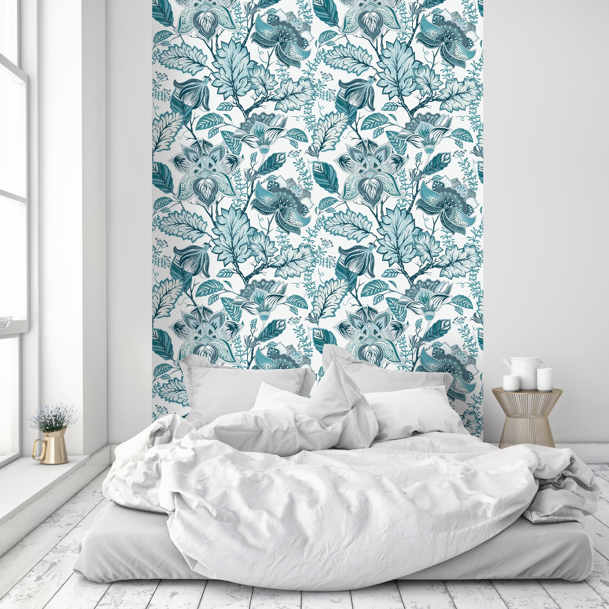 queence Vinyltapete »Orlanda«, bedruckt-Motiv-botanisch-floral-gemustert-natürlich, 90x250cm, selbstklebend, kinderleichte Anbringung, Sticker