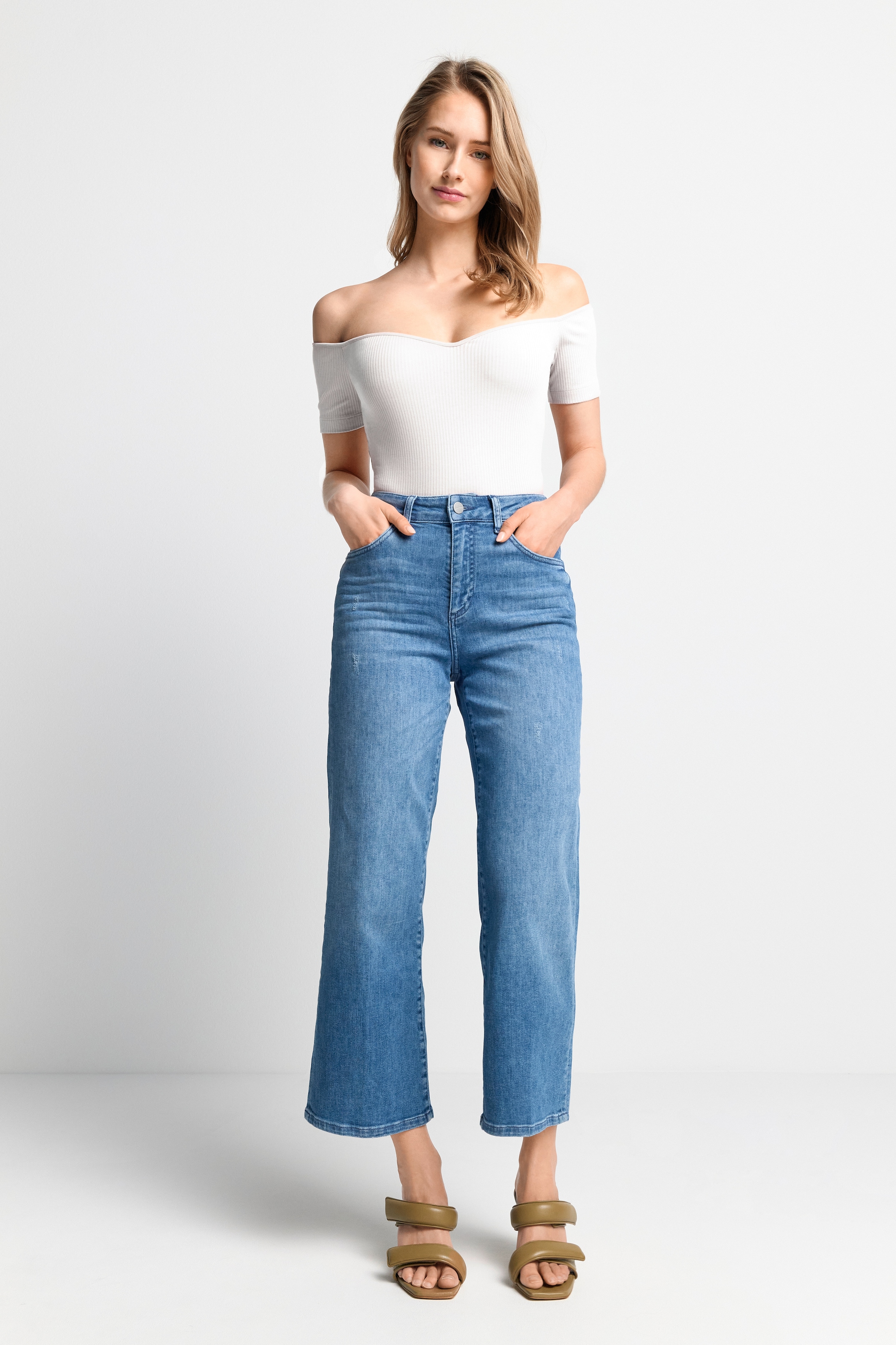 RICHROYAL T-Shirt, Off-Shoulder, gerippt