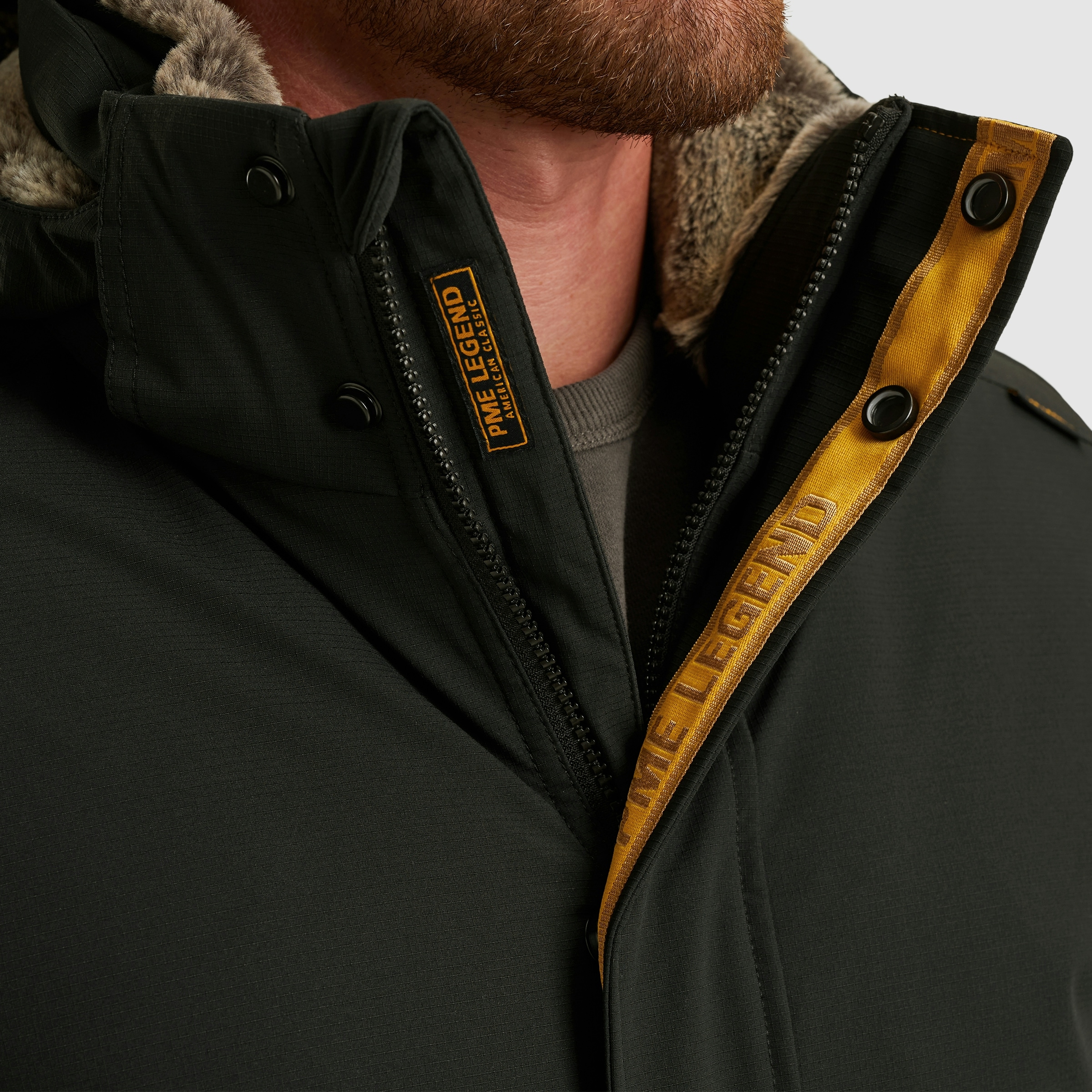 PME LEGEND Winterjacke mit Kapuze mit abnehmbarer Kapuze und verdecktem Reißverschluss