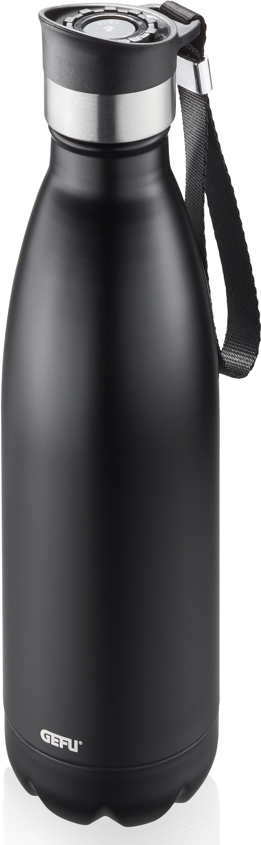 GEFU Thermoflasche »OLIMPIO«, (mit für ideal Getränke bei kohlensäurehaltige Haltegurt)