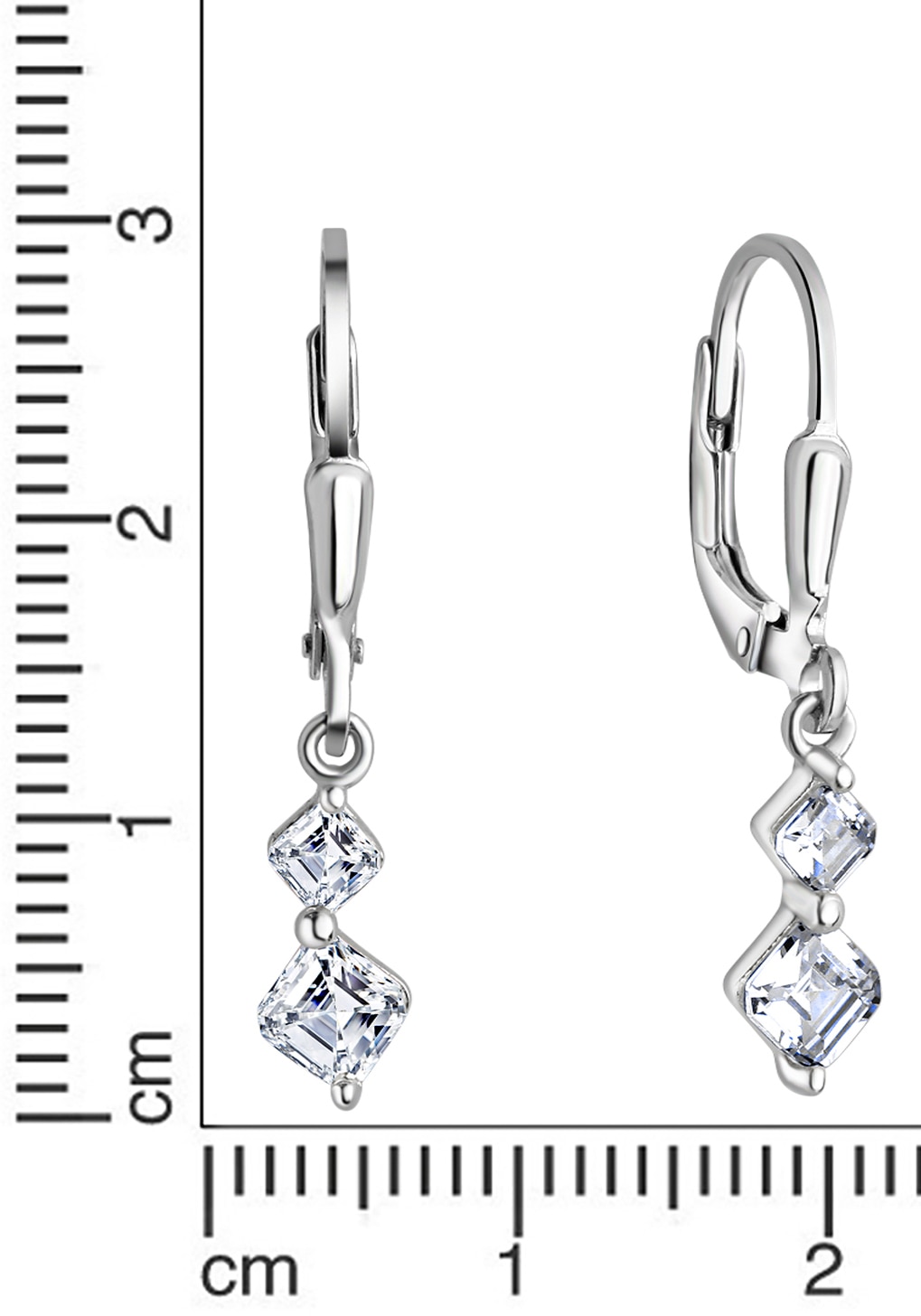 Firetti Paar Ohrhänger »Schmuck Geschenk Silber 925 Ohrschmuck Patentbrisur Glitzer«, mit Zirkonia (synth.)