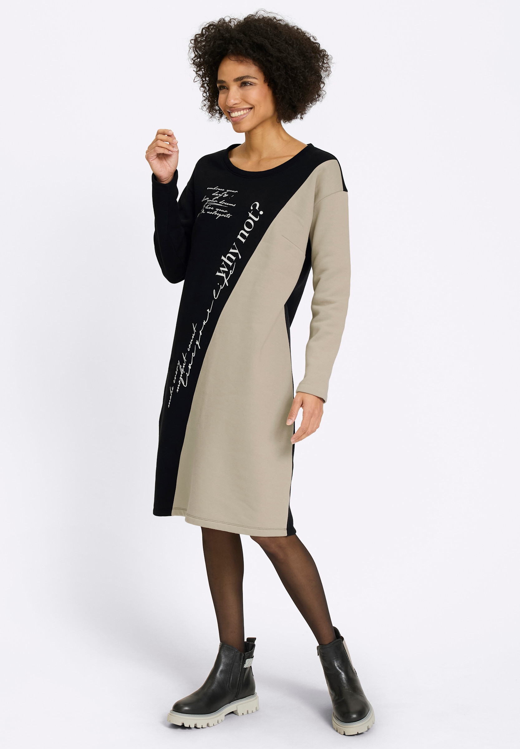 heine Strickkleid »Kleid Sweatkleid mit diagonalem Streifen« Ohne Taschen