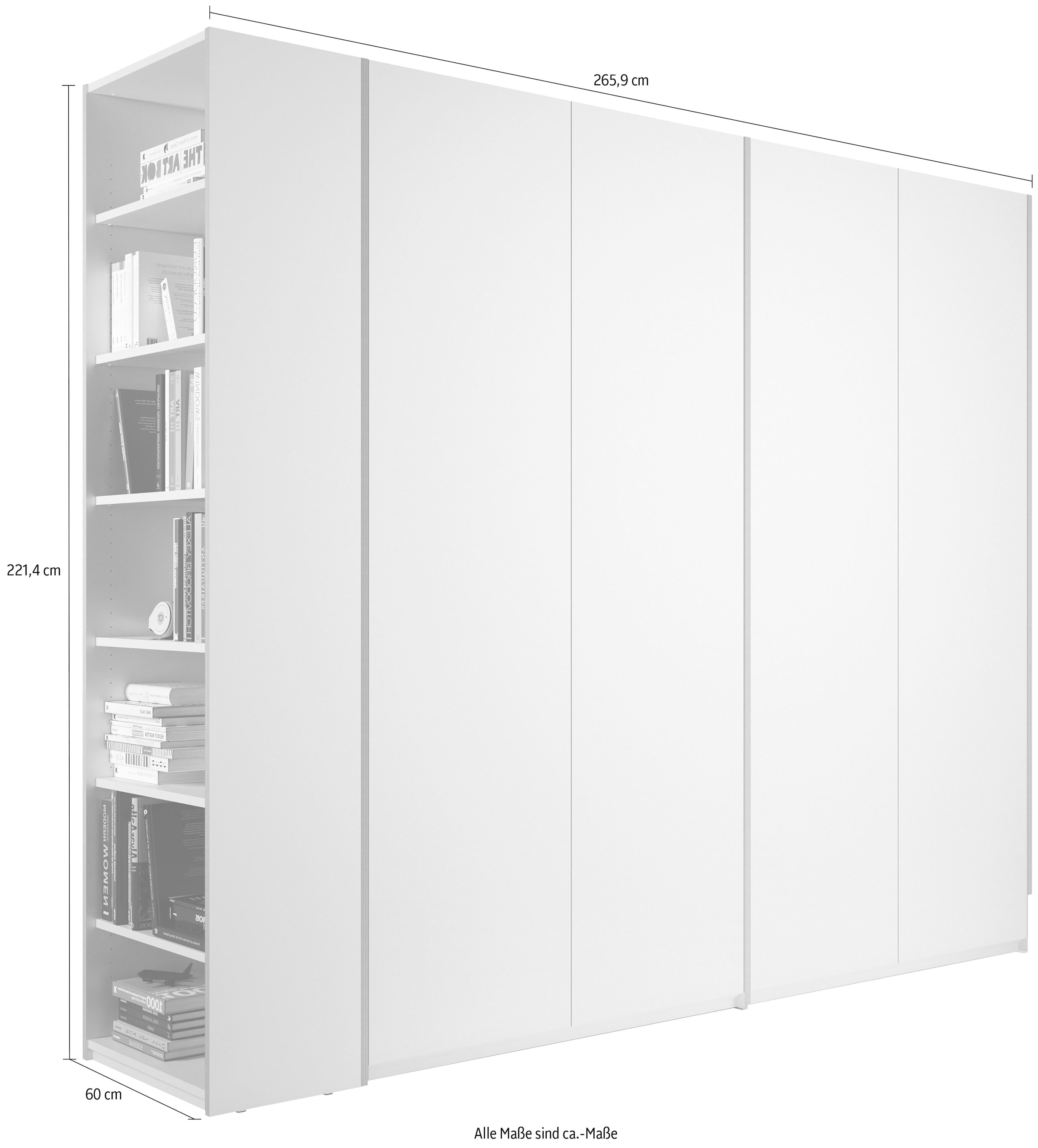 Müller SMALL LIVING Kleiderschrank »Modular Plus Variante 4«, durchgehender Boden, Anbauregal wahlweise links oder rechts montierbar