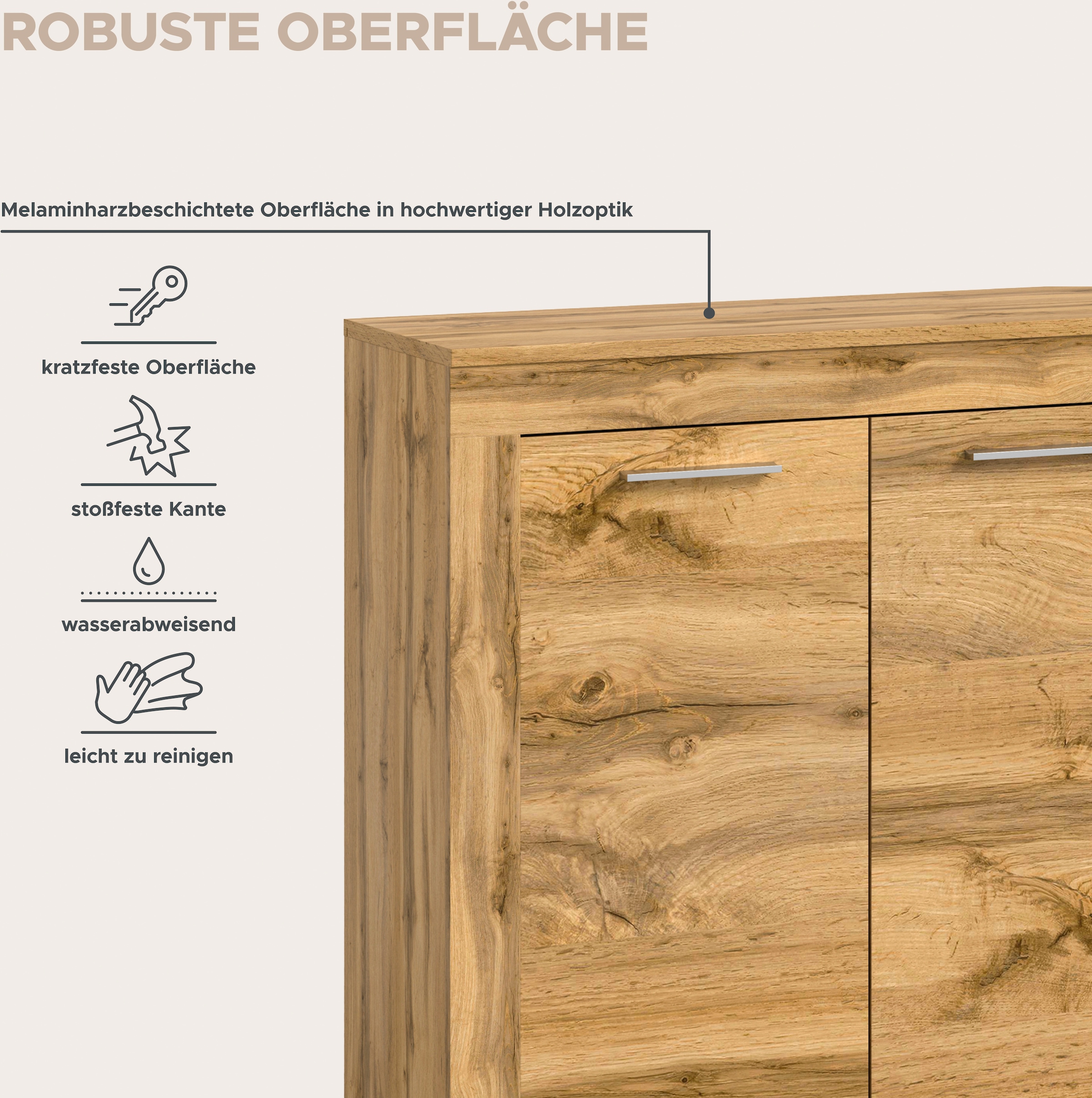 INOSIGN Highboard »Aosta, Höhe 88 cm, in verschiedenen Farbausführungen«, mit 2 Türen und 3 Fächern, Wohnzimmer, Kommode, Schrank