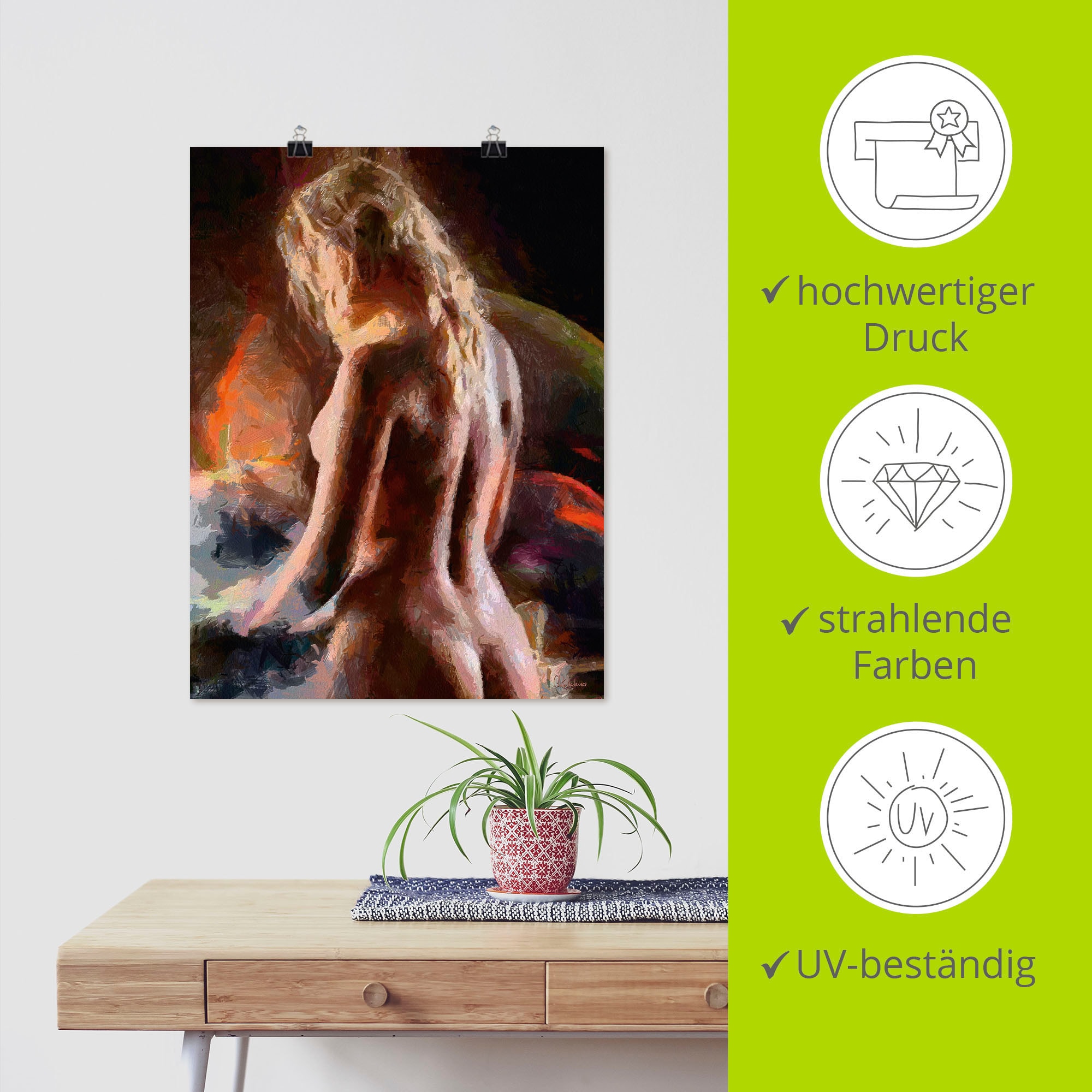 Artland Wandbild »Nackt von hinten«, Poster (1 als versch. Größen Bilder, Wandaufkleber Erotische Leinwandbild, in St.), oder bestellen Rechnung auf Alubild