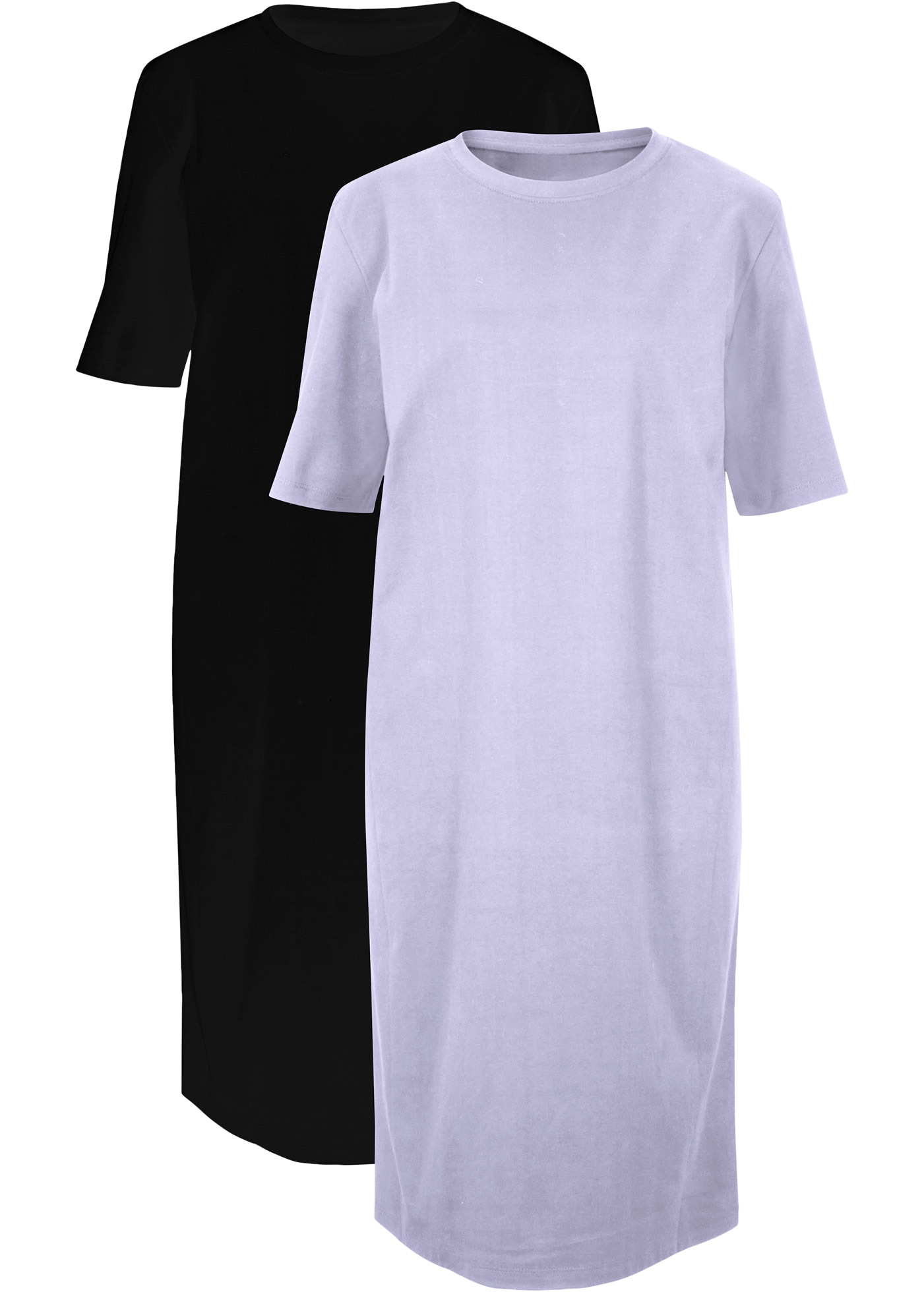 bonprix Shirtkleid »Oversize-T-Shirtkleid aus reiner Baumwolle (2er Pack)« Packung, 2 Stk. tlg. für Alltag, mit Rundhalsausschnitt, Kurzarm, Oversize Passform
