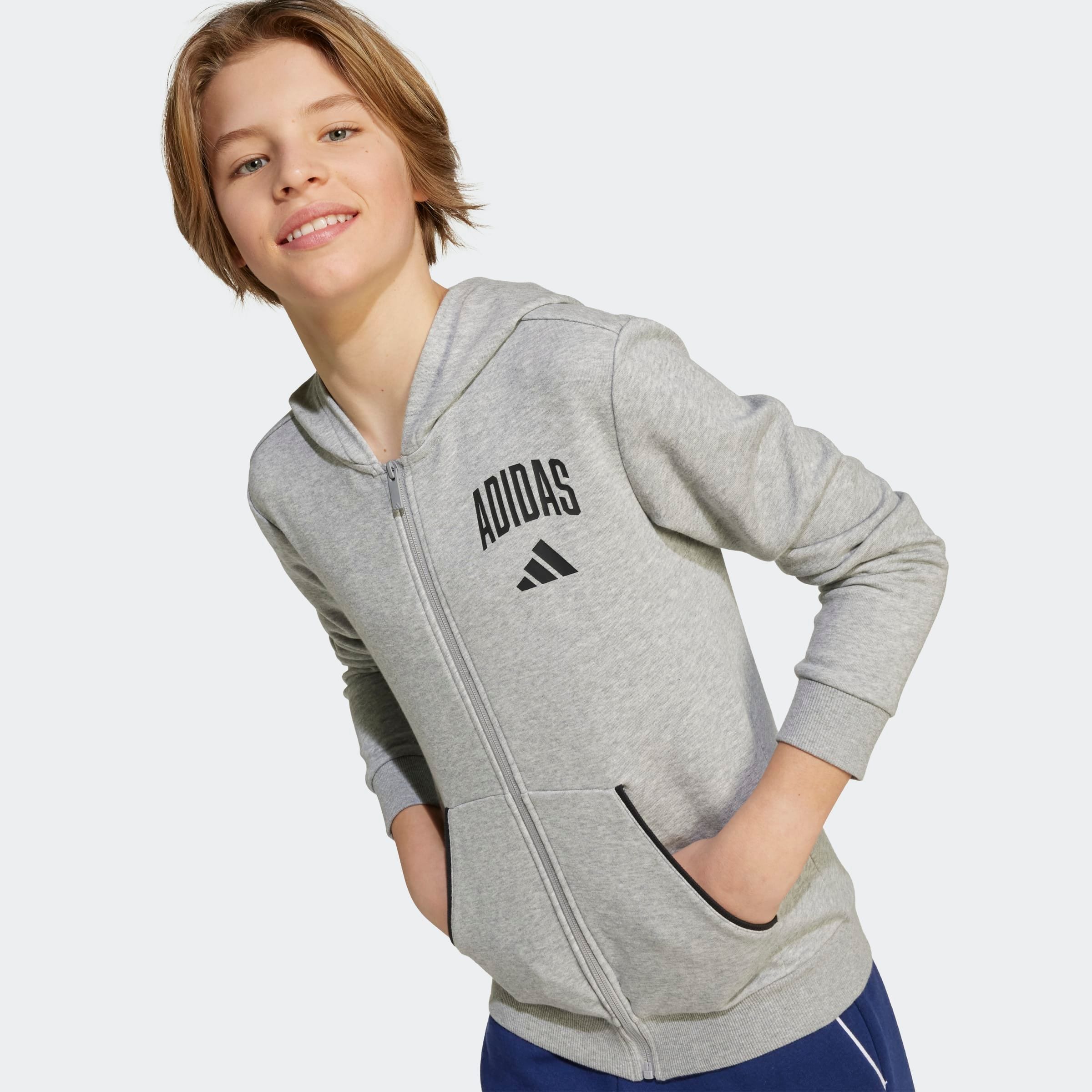 adidas Sportswear Kapuzensweatshirt »SEASONALS ESSENTIALS COLLEGIATE TYPOGRAPHY FULL-ZIP HOODIE KIDS«
