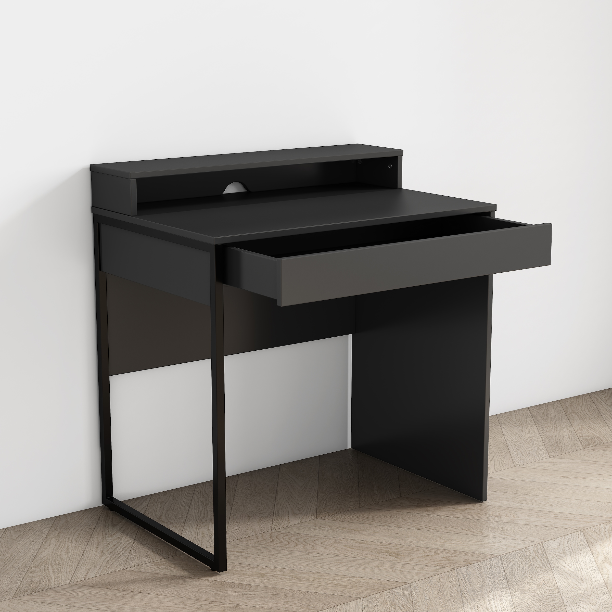 OTTO home Schreibtisch »Moid, Computertisch in modernem Design« Breite 80 cm, mit Schublade, Kabeldurchlass & Metallkufe