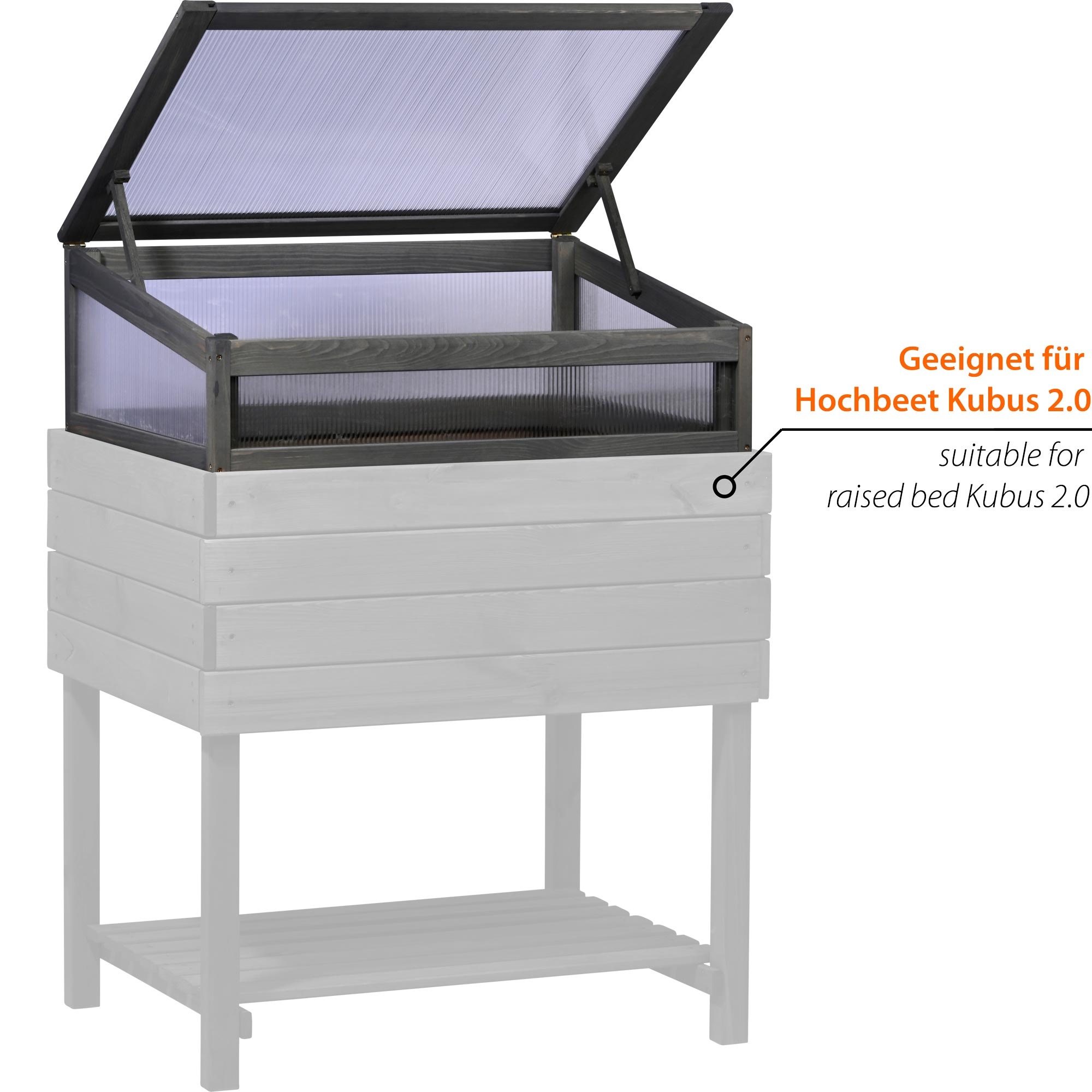 dobar Frühbeetaufsatz »Kubus 2.0, anthrazit« aus FSC®-zertifiziertem Kiefernholz und bruchfestem Polycarbonat