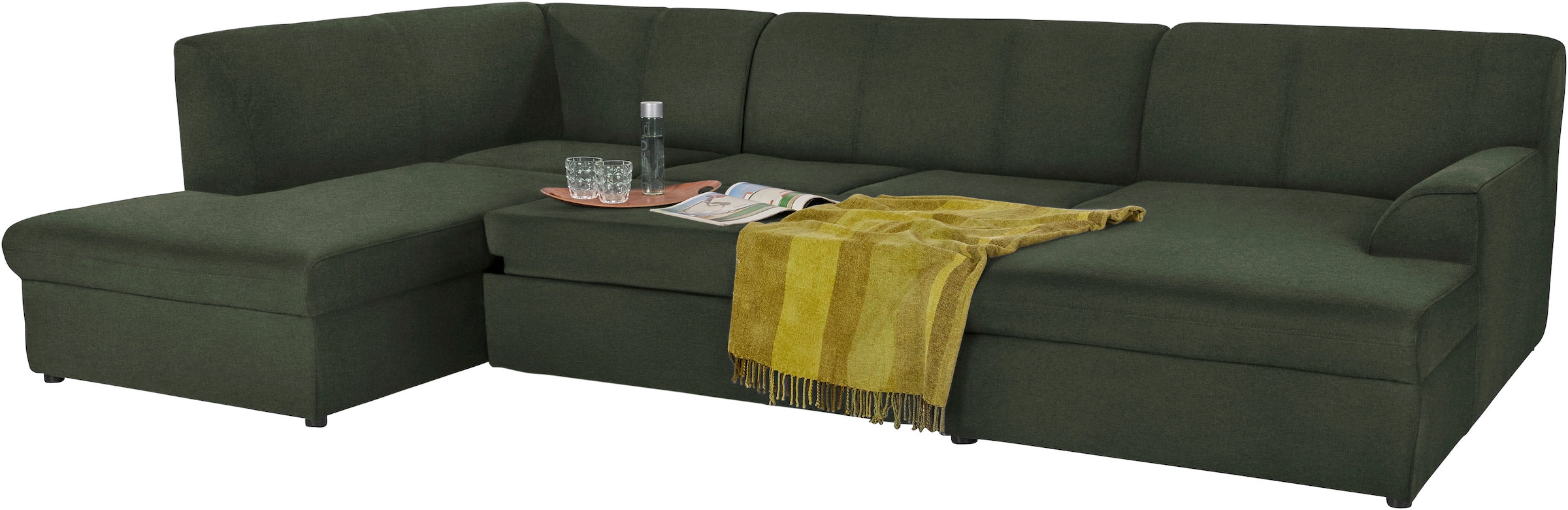 DOMO collection Wohnlandschaft »Topper, elegant und zeitlos, komfortabel, U-Form«, wahlweise mit Bettfunktion
