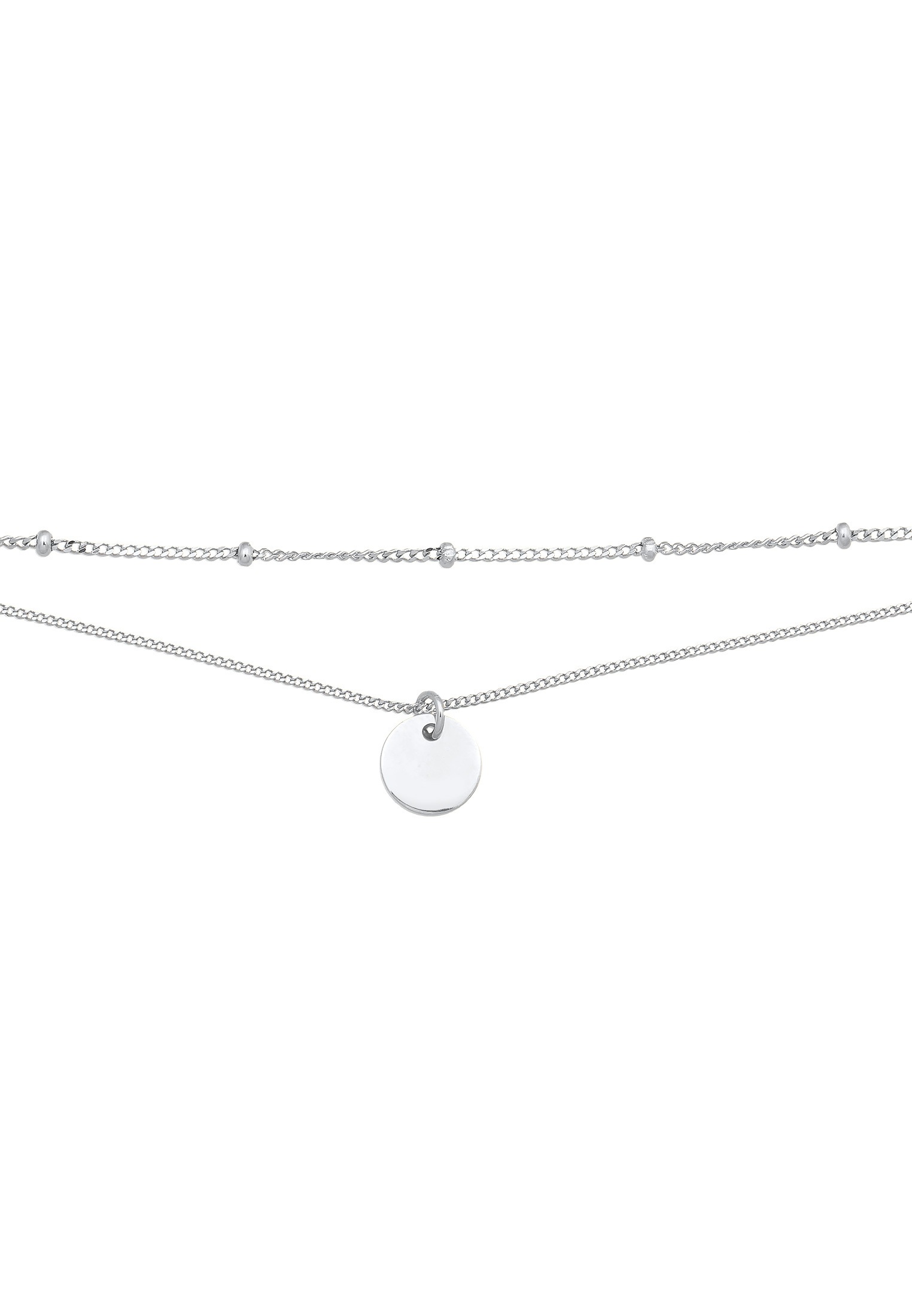Elli Silberkette »Halskette Choker Layer Kugelkette Plättchen 925 Silber«
