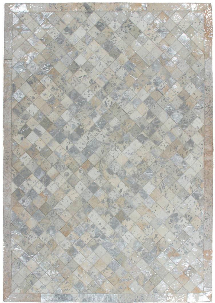 Kayoom Lederteppich »Lavish 210  -  Fellteppich« rechteckig 8 mm Höhe 100% Rindsleder, Patchwork-Dessin, Wohnzimmer