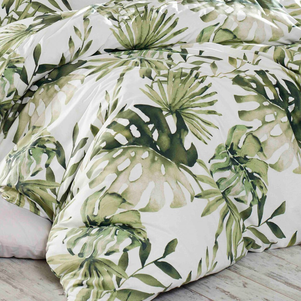 TRAUMSCHLAF Bettwäsche »Botanic in Gr. 135x200 oder 155x220 cm«, (2 tlg.), Bettwäsche aus Baumwolle, Bettwäsche mit natürlichem Design