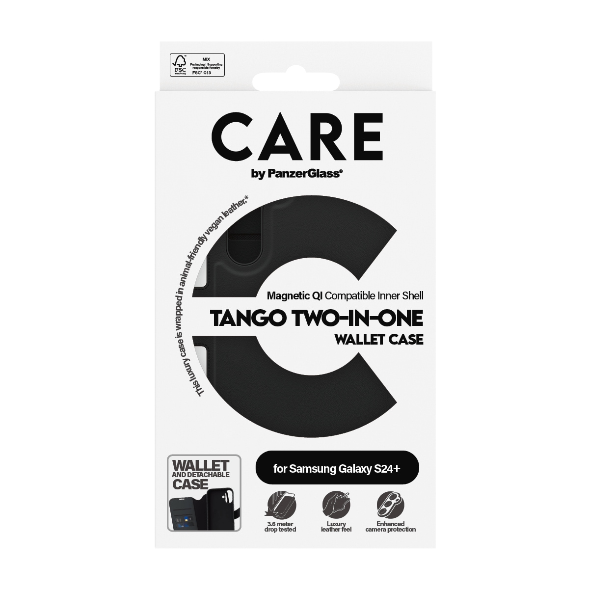 CARE by PanzerGlass Handyhülle »Magnetic Compatible Tango 2-in-1 Wallet Case für Samsung Galaxy S24+« Backcover, Schutzhülle, Handyschutzhülle, Case, Schutzcase, stoßfest