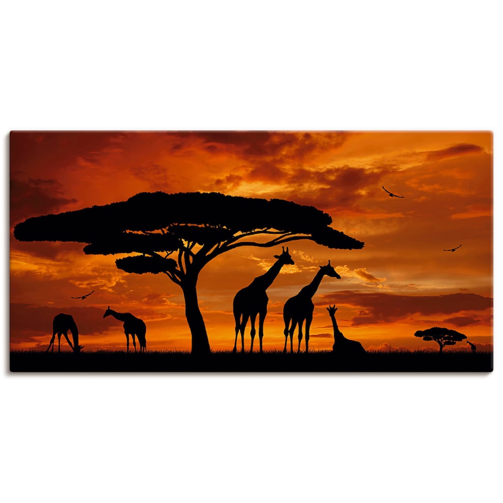 Artland Wandbild »Herde von Giraffen im Sonnenuntergang«, Wildtiere, (1 St.)