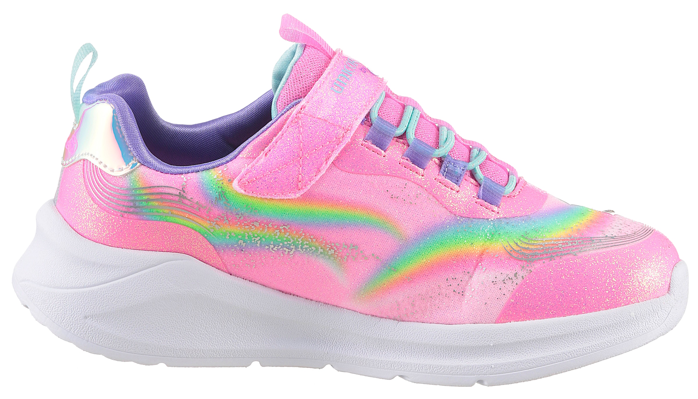 Skechers Sneaker »UNICORN CHASER«, Glitzer,-Blinkschuh zum Schlupfen, Größenschablone zum Download