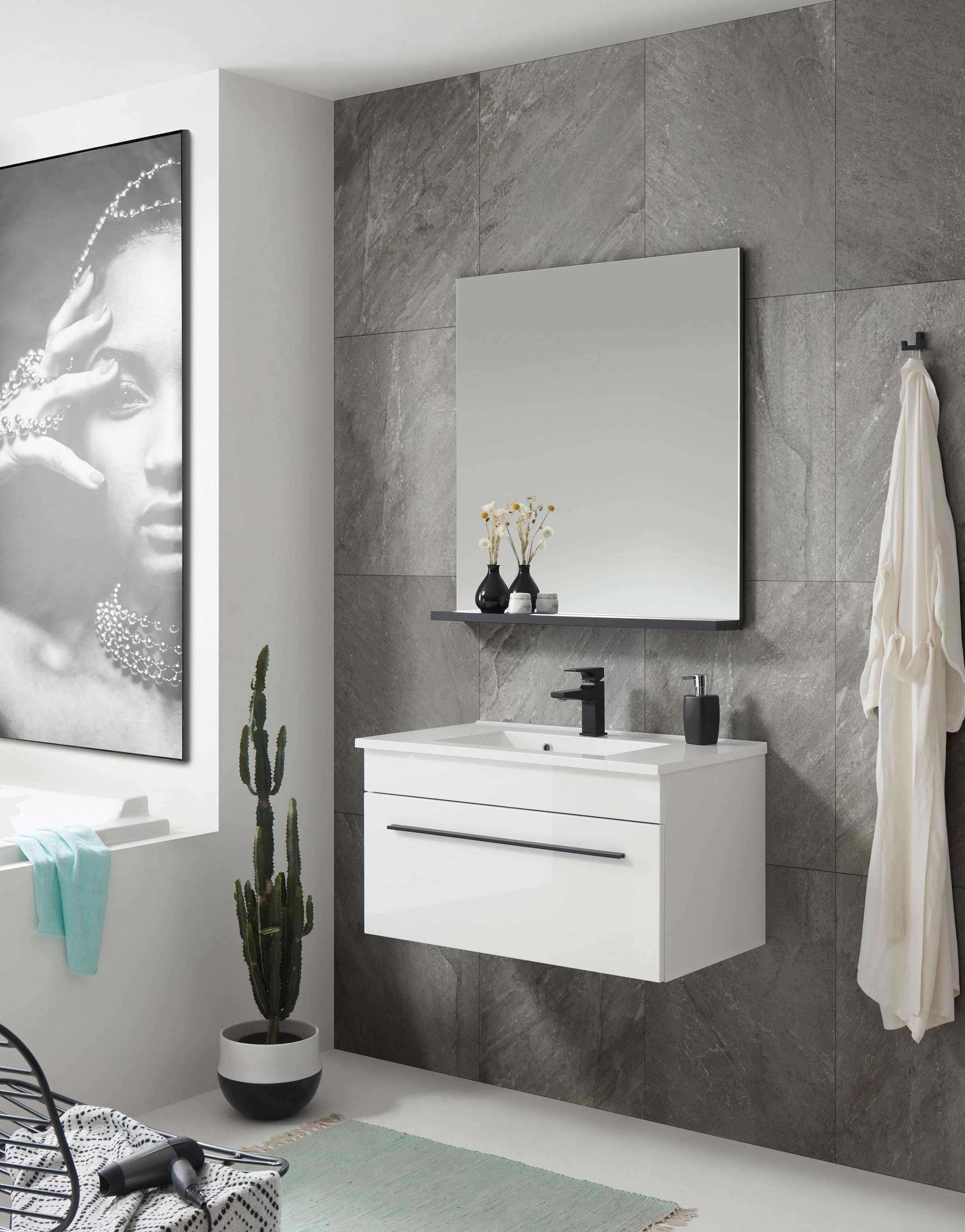 Home affaire Badmöbel-Set »Cantara, Bad im modernen Design, 2-teiliges Badezimmer« Set, 2 Stk. tlg.