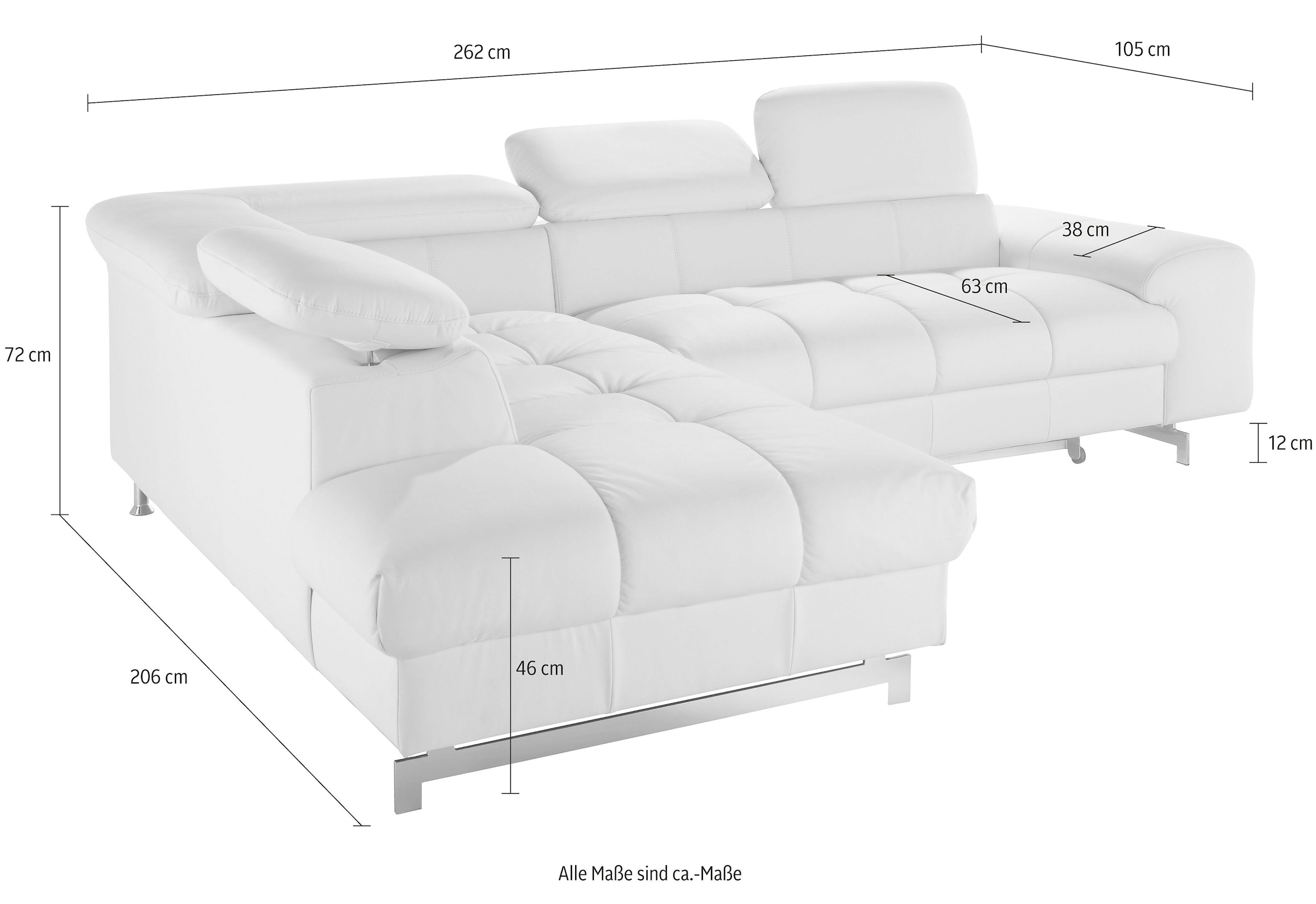 COTTA Ecksofa »Chef L-Form«, mit Kopfteilverstellung, wahlweise mit Bettfunktion