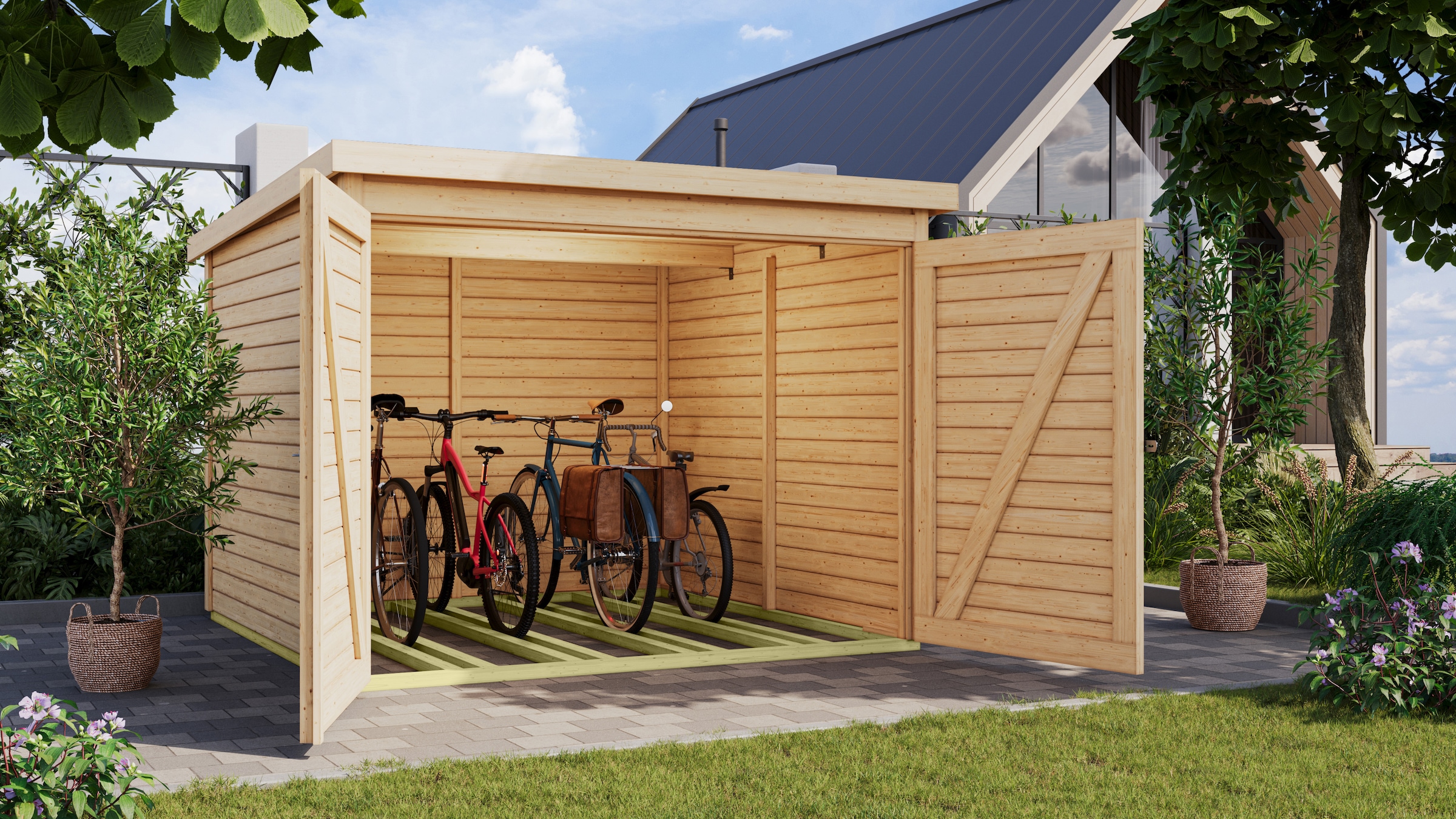 Karibu Fahrradbox "Fahrradgarage 4" in verschiedenen Farben, BxTxH: 212,5x216,5x167 cm